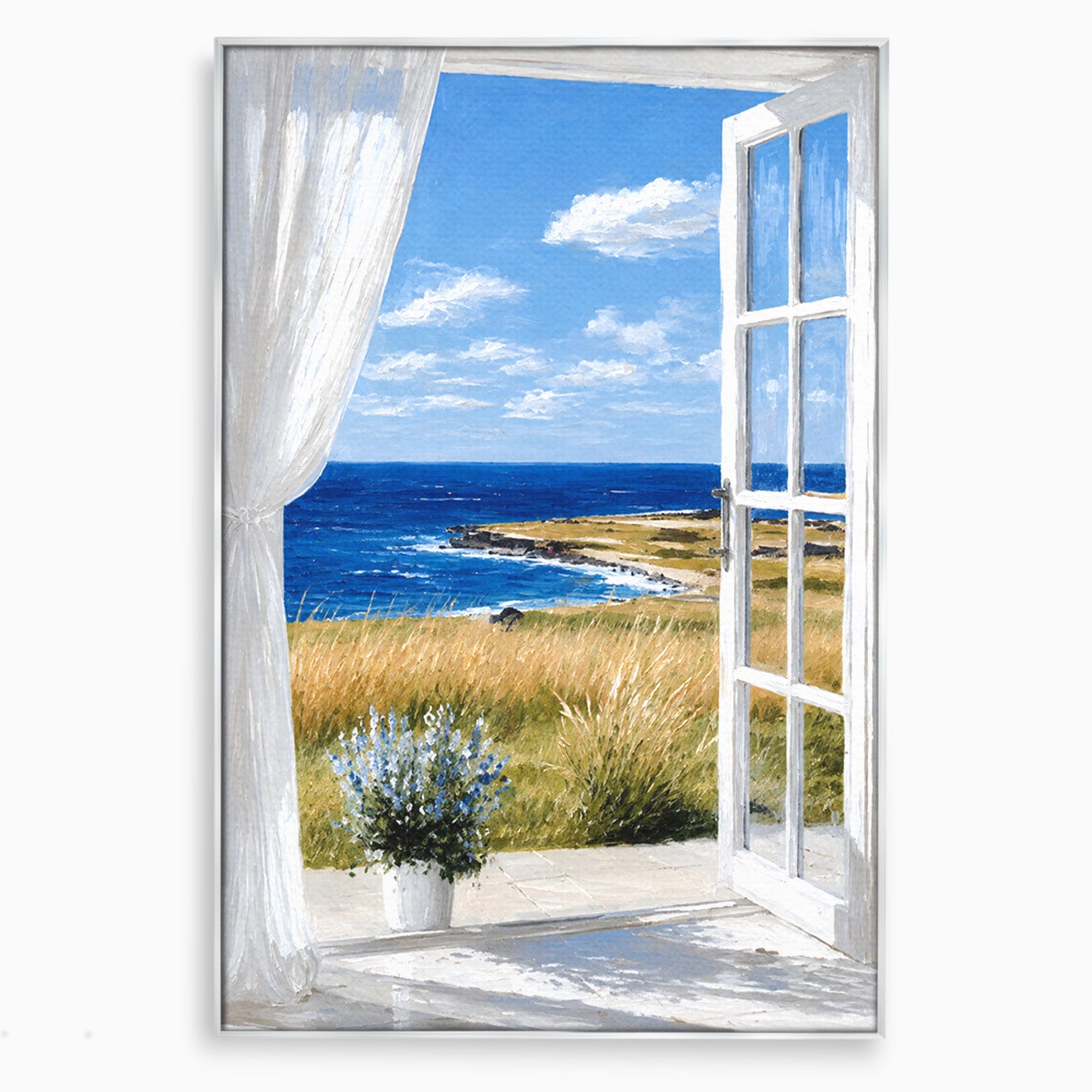 Tablou Canvas Premium LuxCanva® A1691, Vedere Spre Mare, Peisaj, Mare, Fereastra, Living, Relaxare, Culori Vibrante