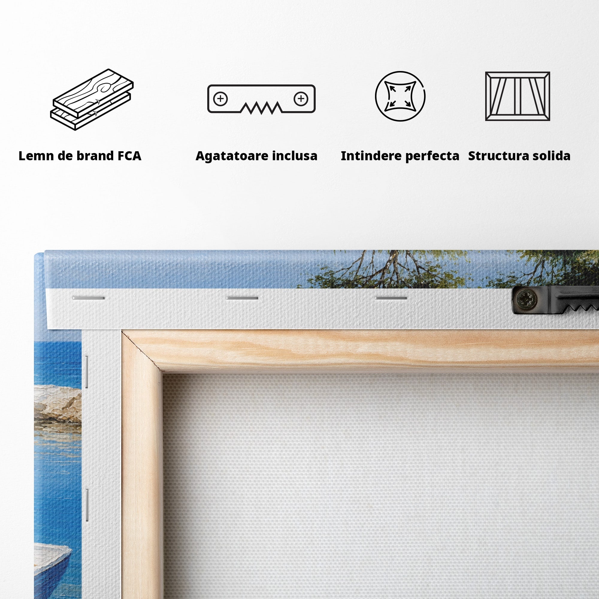 Tablou Canvas Premium LuxCanva® A1693, Barci La Tarm, Mare, Barci, Peisaj, Natura, Living, Culori Vibrante