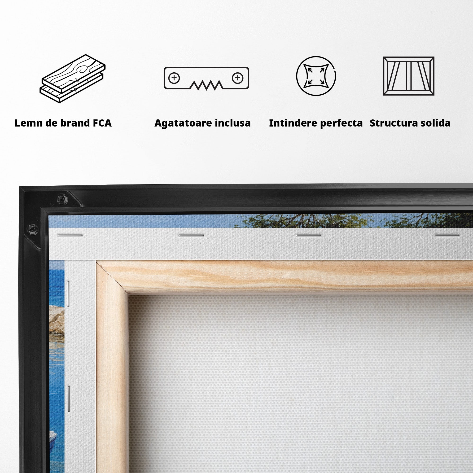Tablou Canvas Premium LuxCanva® A1693, Barci La Tarm, Mare, Barci, Peisaj, Natura, Living, Culori Vibrante