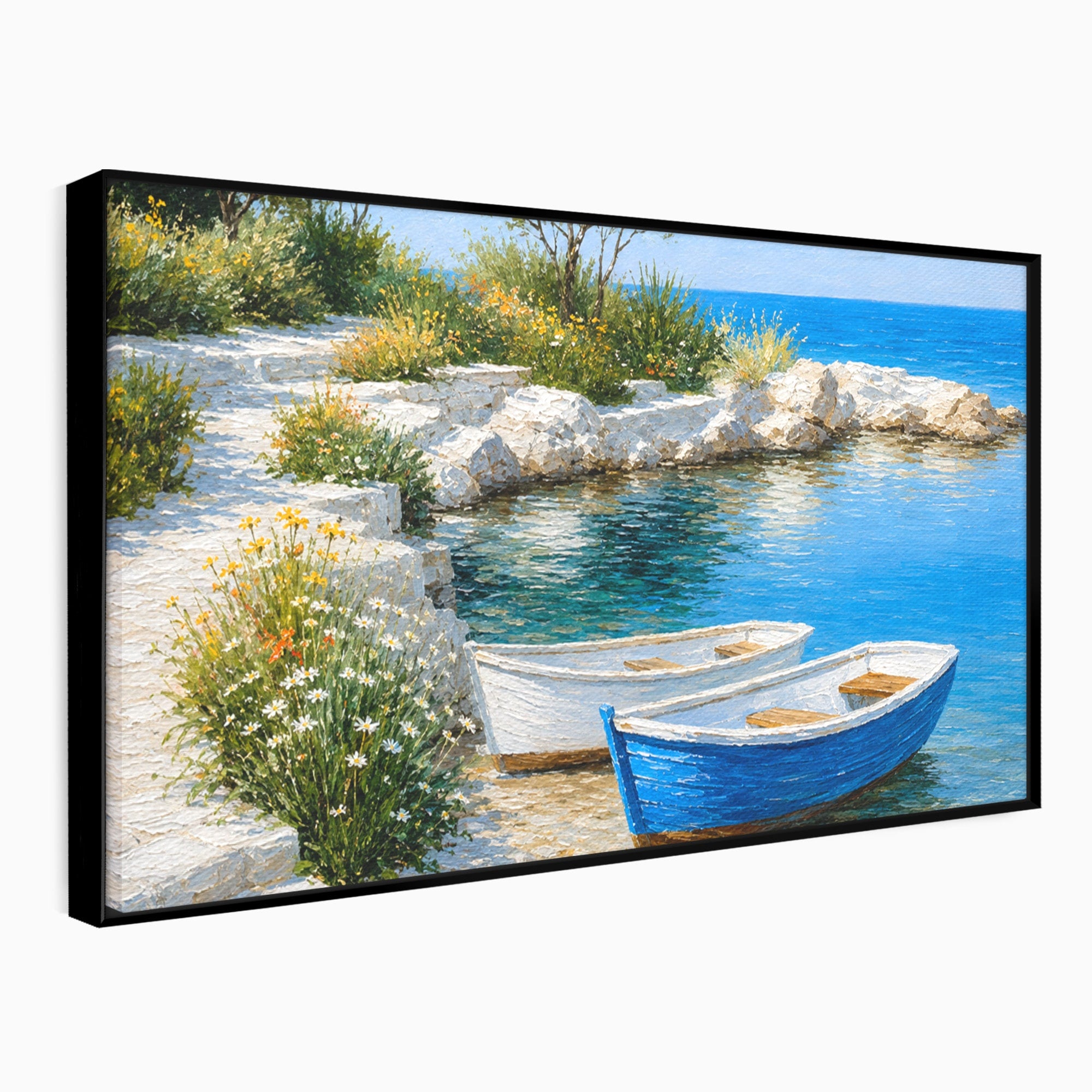 Tablou Canvas Premium LuxCanva® A1693, Barci La Tarm, Mare, Barci, Peisaj, Natura, Living, Culori Vibrante