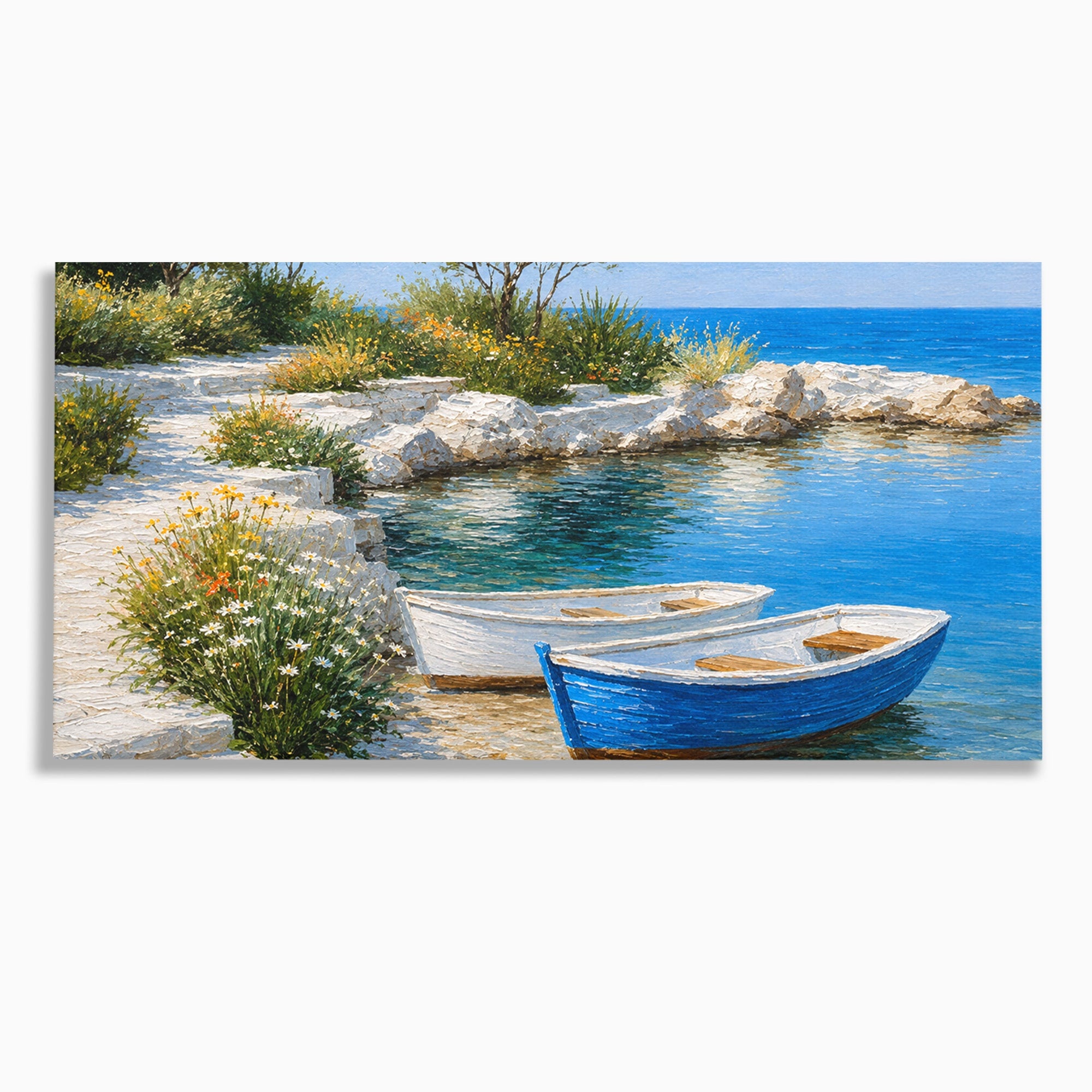 Tablou Canvas Premium LuxCanva® A1693, Barci La Tarm, Mare, Barci, Peisaj, Natura, Living, Culori Vibrante