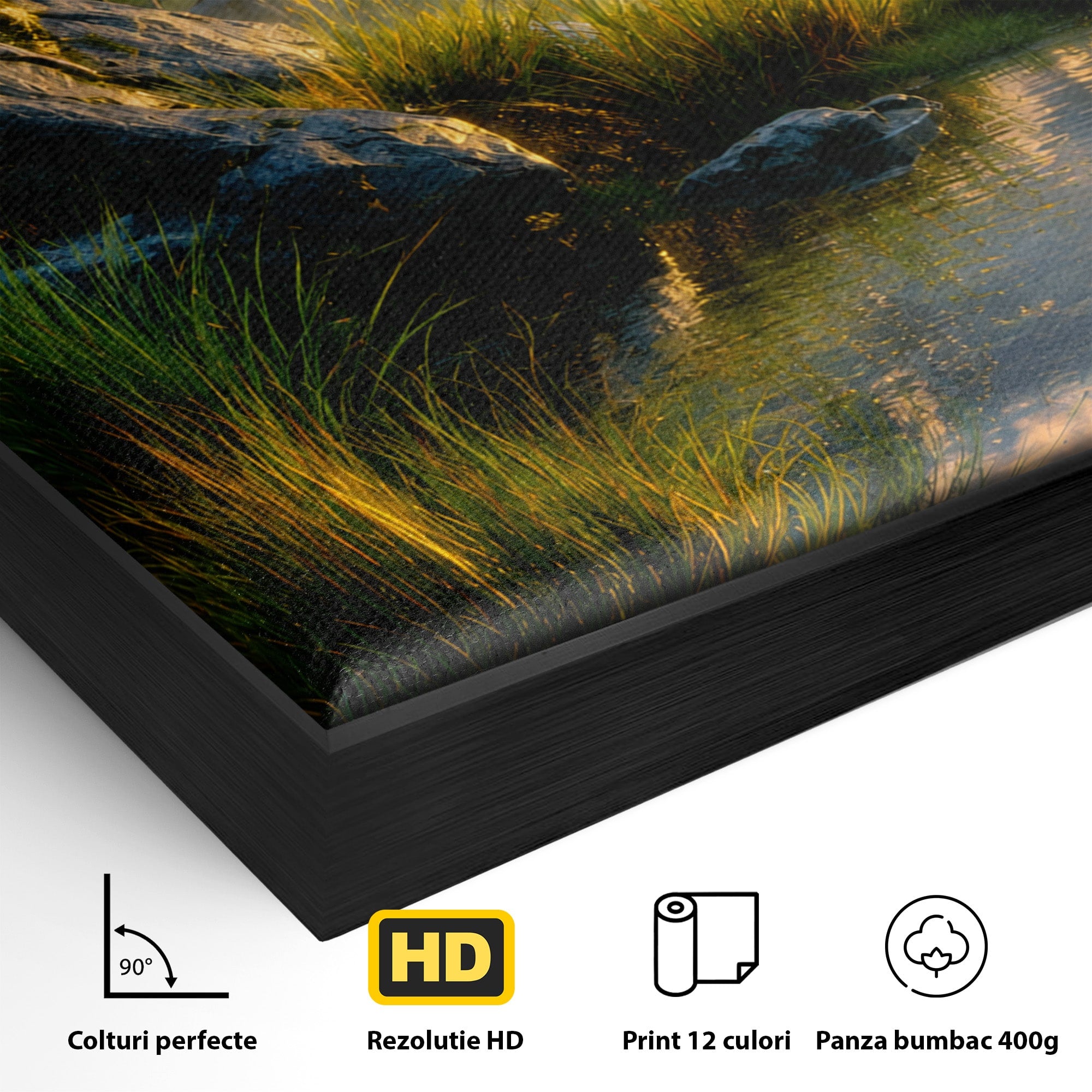 Tablou Canvas Premium LuxCanva® A1694, Peisaj Montan Idilic, Munti, Apus, Natura, Peisaj, Reflectie, Living, Dormitor, Culori Vibrante