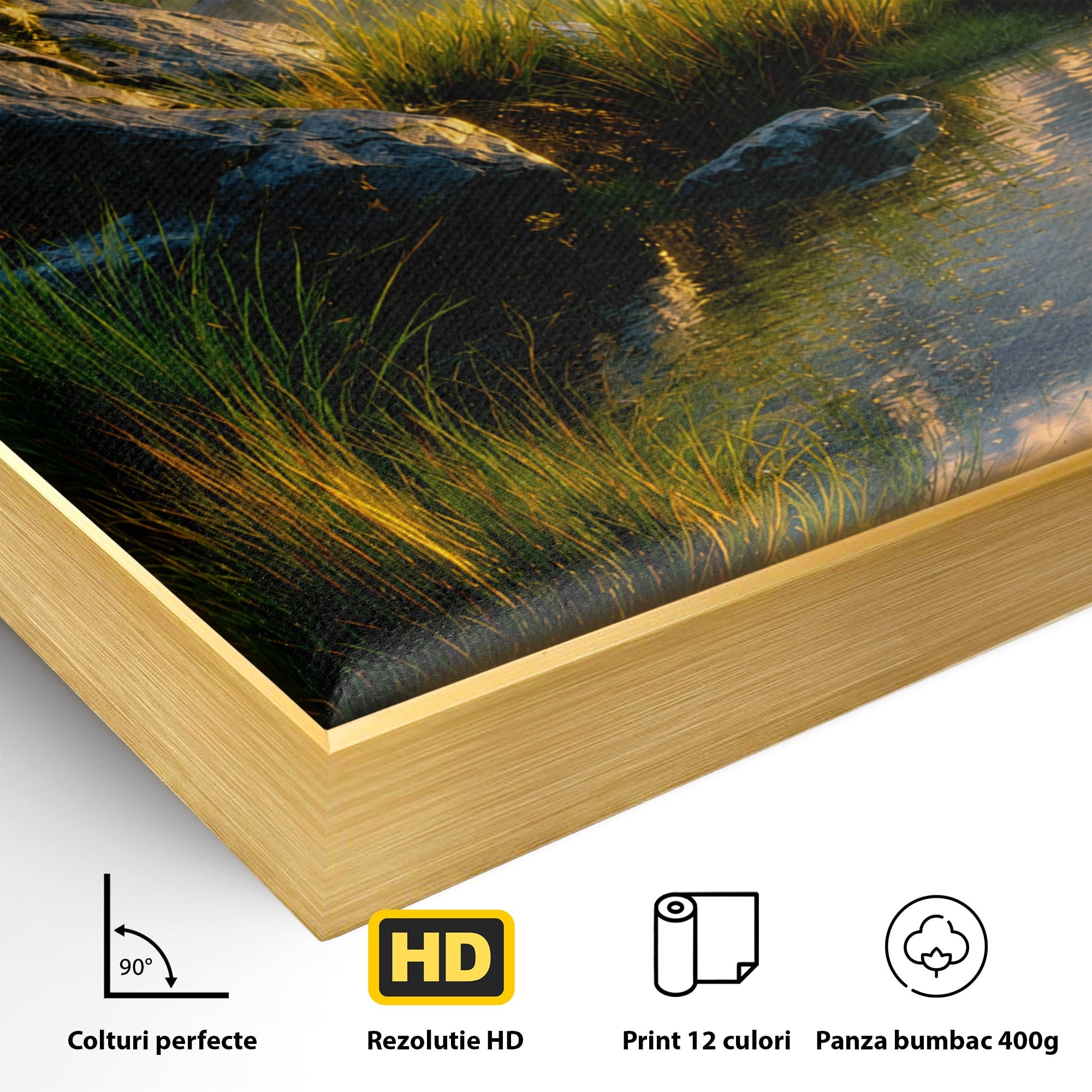 Tablou Canvas Premium LuxCanva® A1694, Peisaj Montan Idilic, Munti, Apus, Natura, Peisaj, Reflectie, Living, Dormitor, Culori Vibrante
