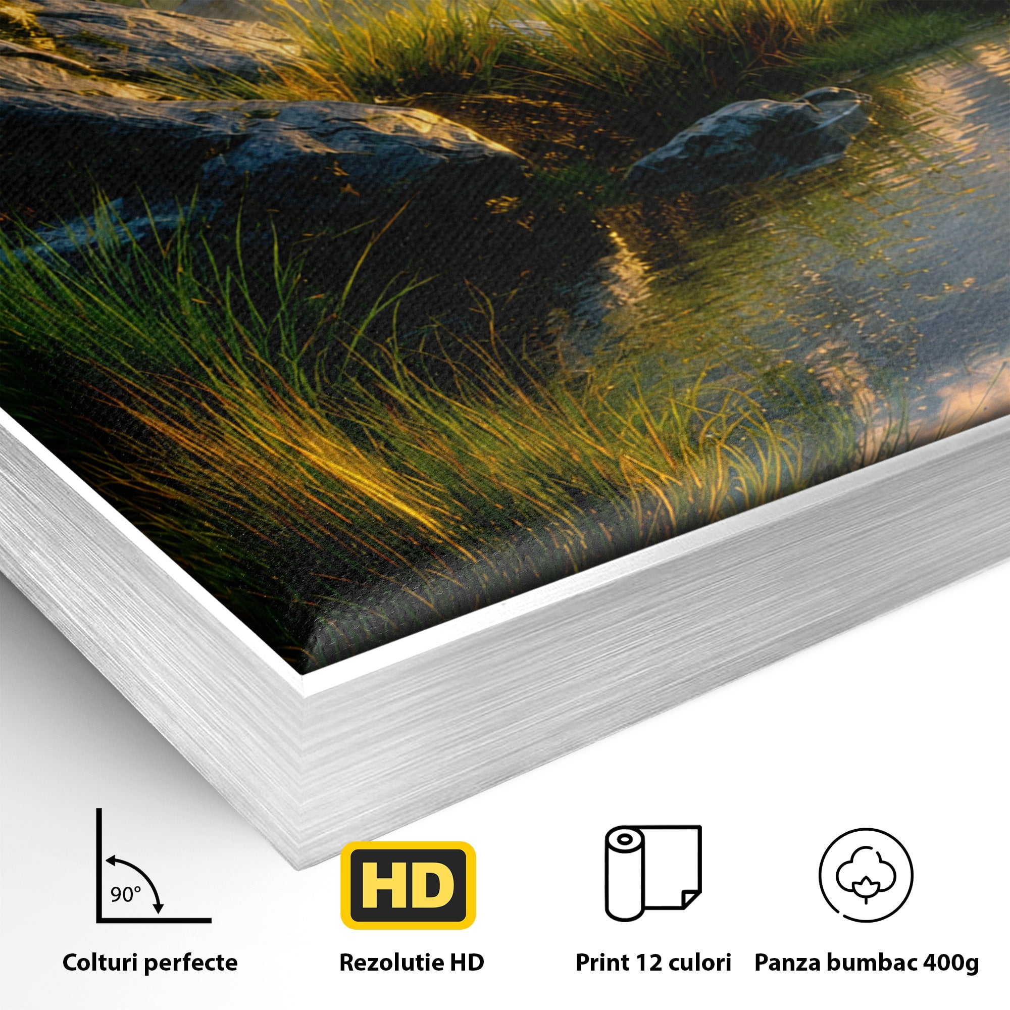 Tablou Canvas Premium LuxCanva® A1694, Peisaj Montan Idilic, Munti, Apus, Natura, Peisaj, Reflectie, Living, Dormitor, Culori Vibrante