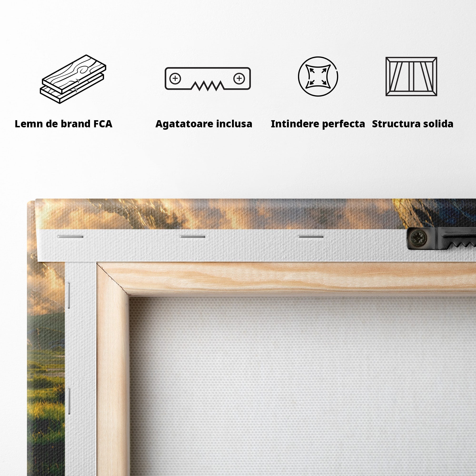 Tablou Canvas Premium LuxCanva® A1694, Peisaj Montan Idilic, Munti, Apus, Natura, Peisaj, Reflectie, Living, Dormitor, Culori Vibrante