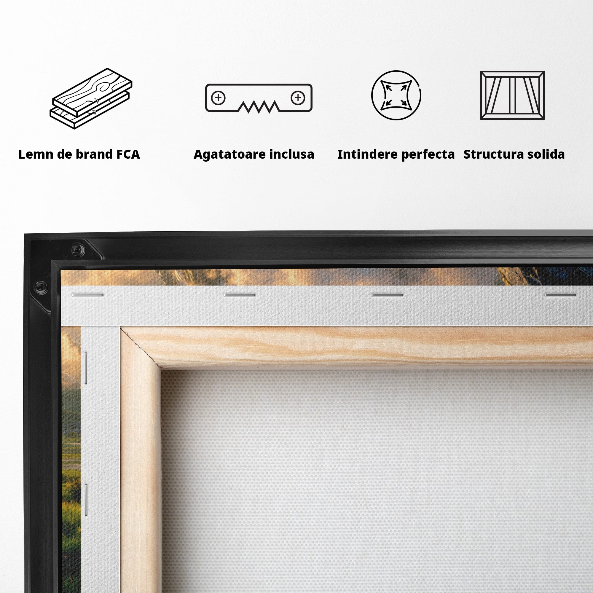 Tablou Canvas Premium LuxCanva® A1694, Peisaj Montan Idilic, Munti, Apus, Natura, Peisaj, Reflectie, Living, Dormitor, Culori Vibrante