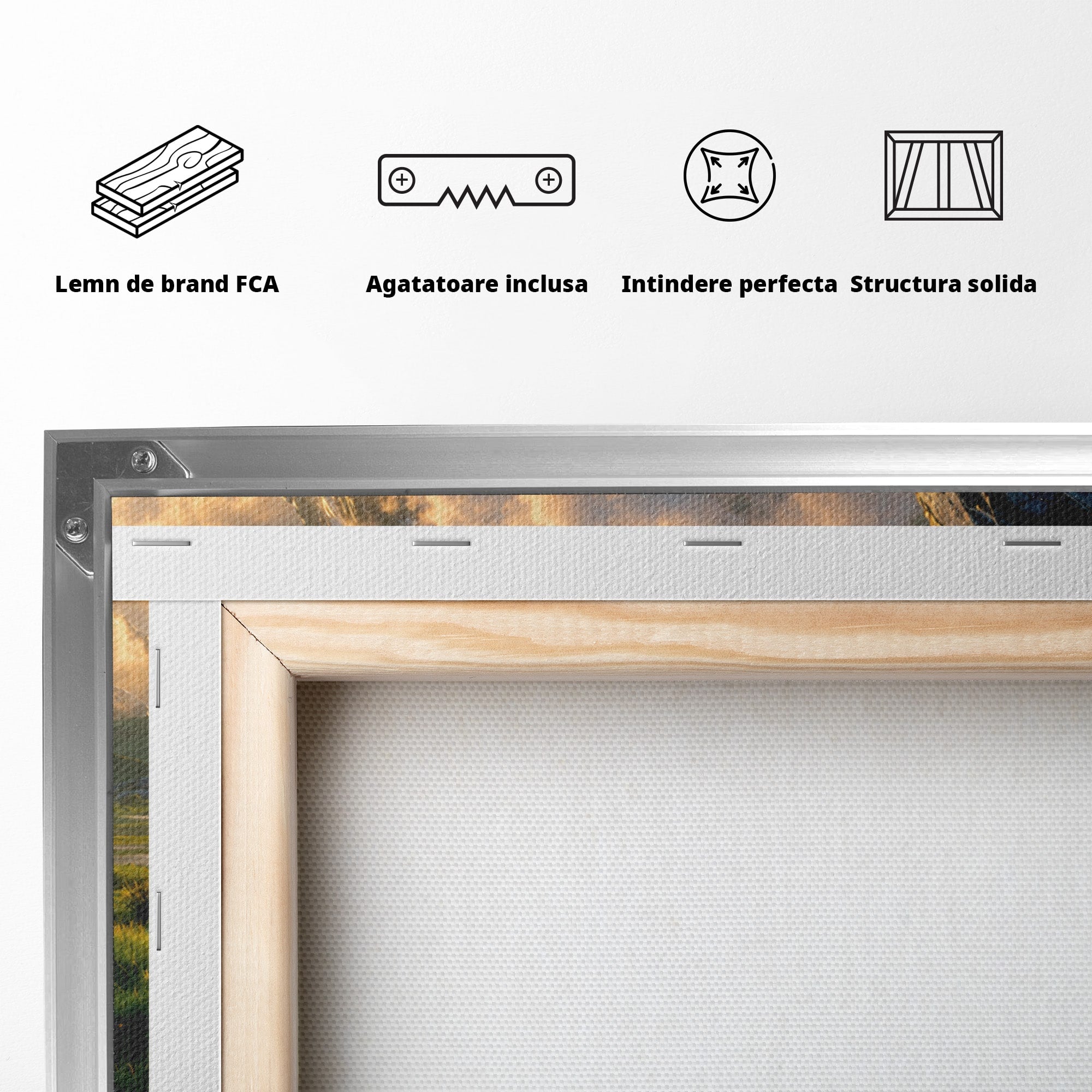 Tablou Canvas Premium LuxCanva® A1694, Peisaj Montan Idilic, Munti, Apus, Natura, Peisaj, Reflectie, Living, Dormitor, Culori Vibrante