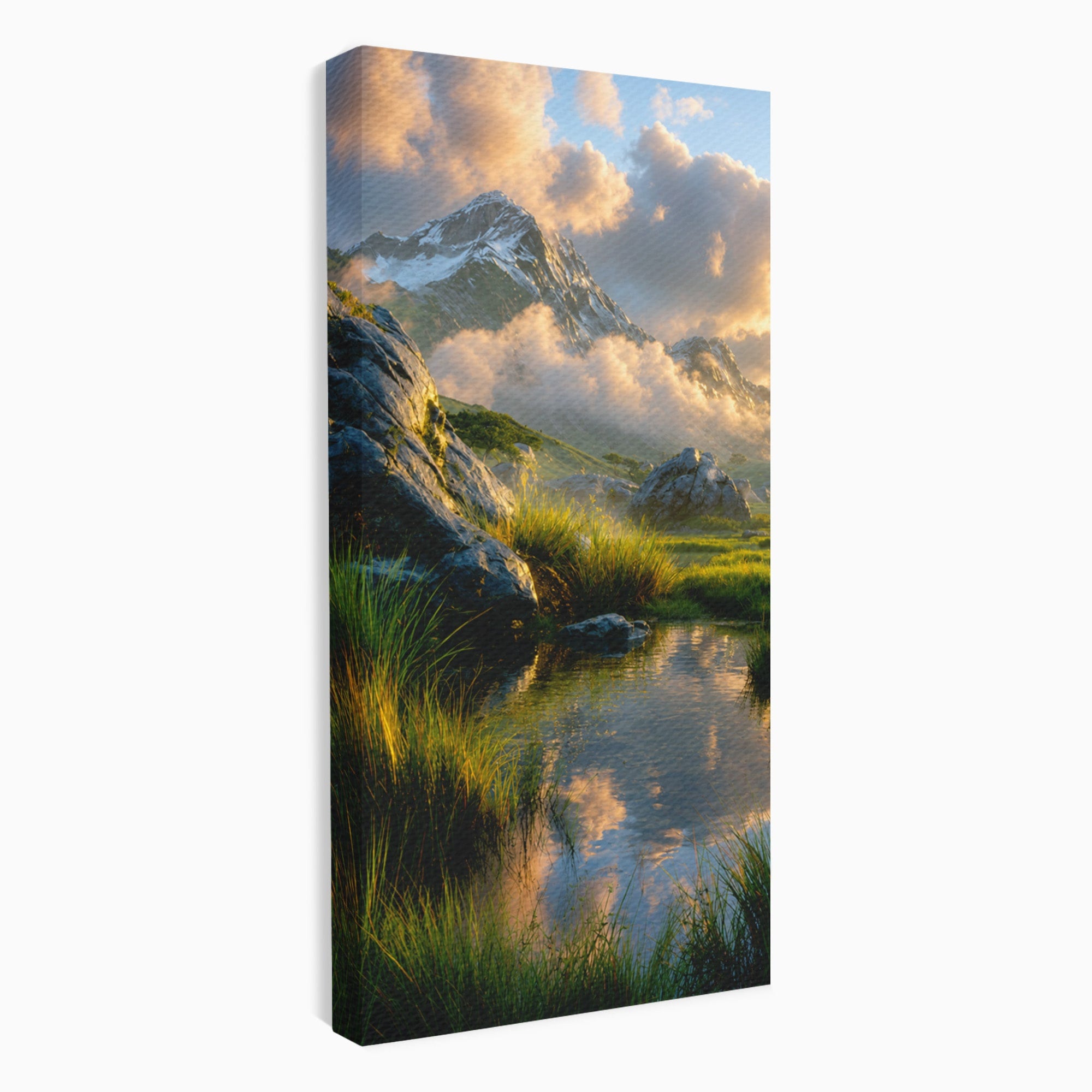 Tablou Canvas Premium LuxCanva® A1694, Peisaj Montan Idilic, Munti, Apus, Natura, Peisaj, Reflectie, Living, Dormitor, Culori Vibrante