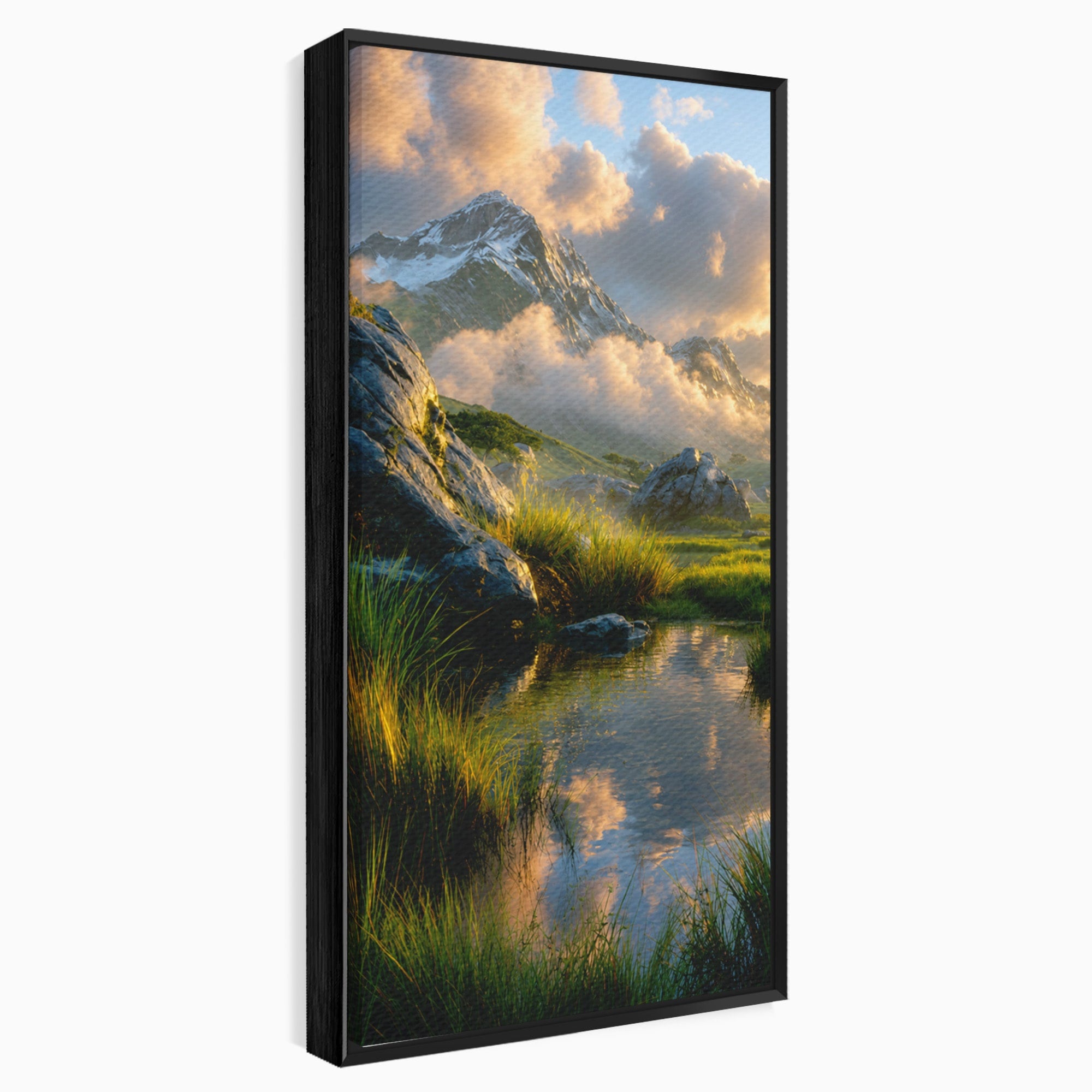 Tablou Canvas Premium LuxCanva® A1694, Peisaj Montan Idilic, Munti, Apus, Natura, Peisaj, Reflectie, Living, Dormitor, Culori Vibrante