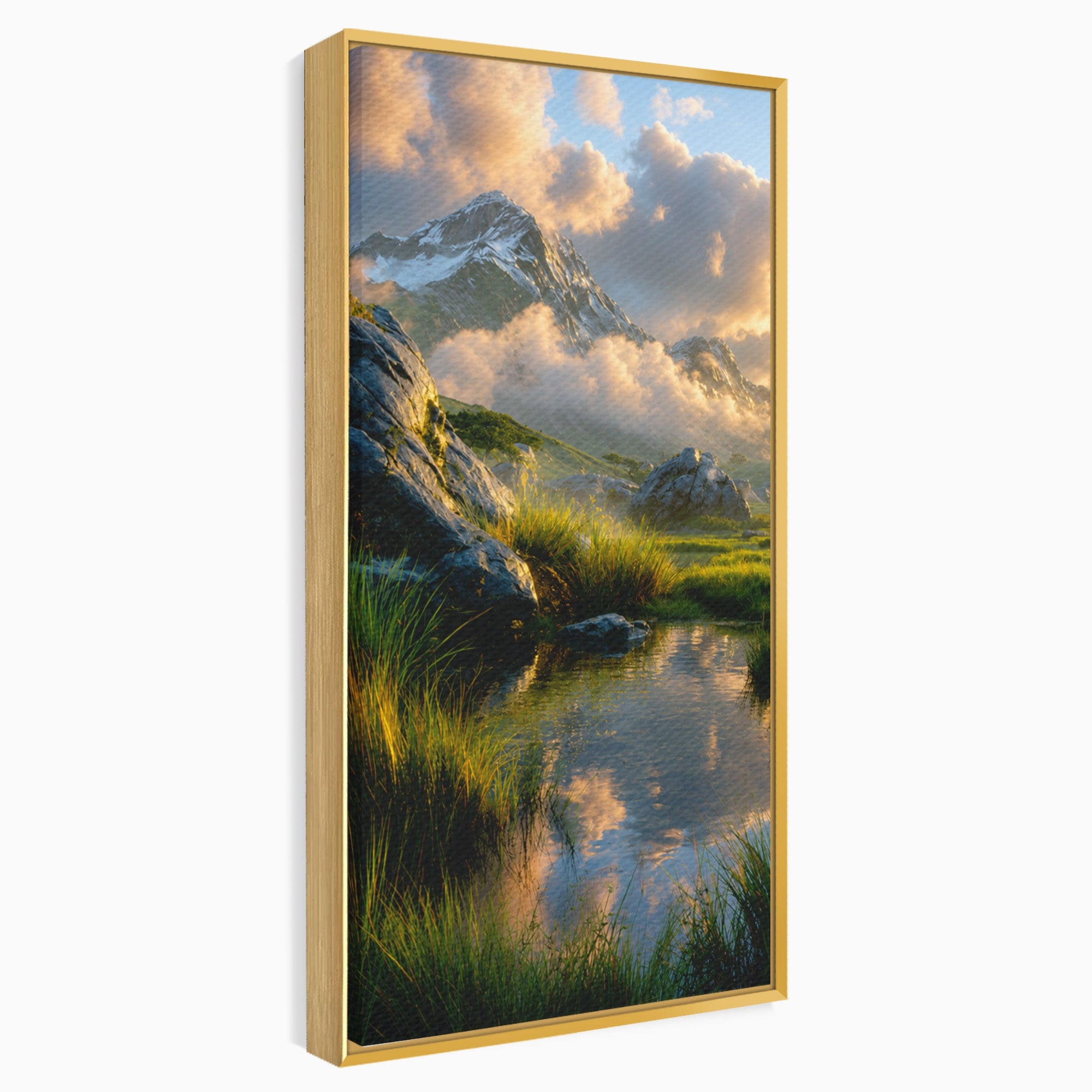 Tablou Canvas Premium LuxCanva® A1694, Peisaj Montan Idilic, Munti, Apus, Natura, Peisaj, Reflectie, Living, Dormitor, Culori Vibrante