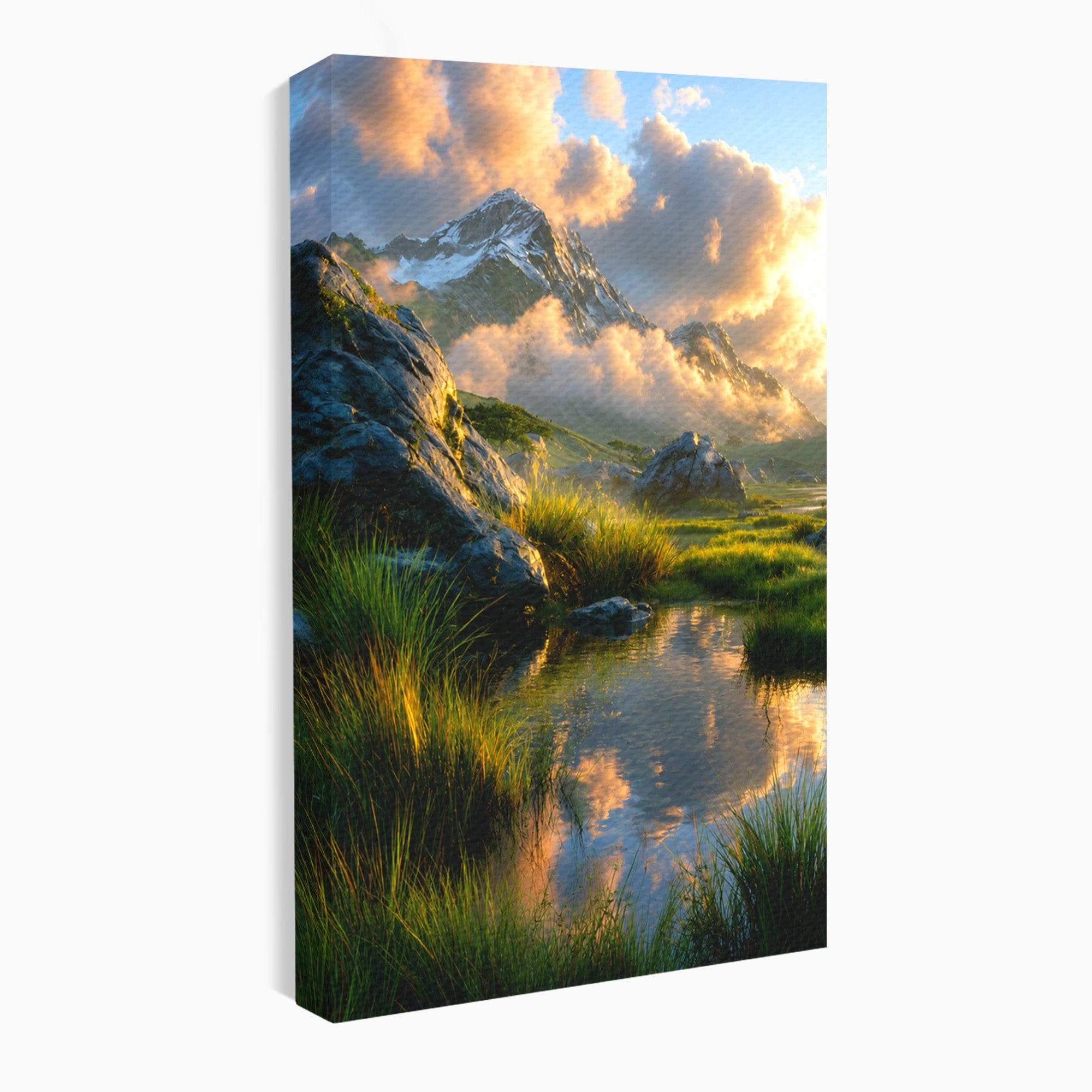 Tablou Canvas Premium LuxCanva® A1694, Peisaj Montan Idilic, Munti, Apus, Natura, Peisaj, Reflectie, Living, Dormitor, Culori Vibrante