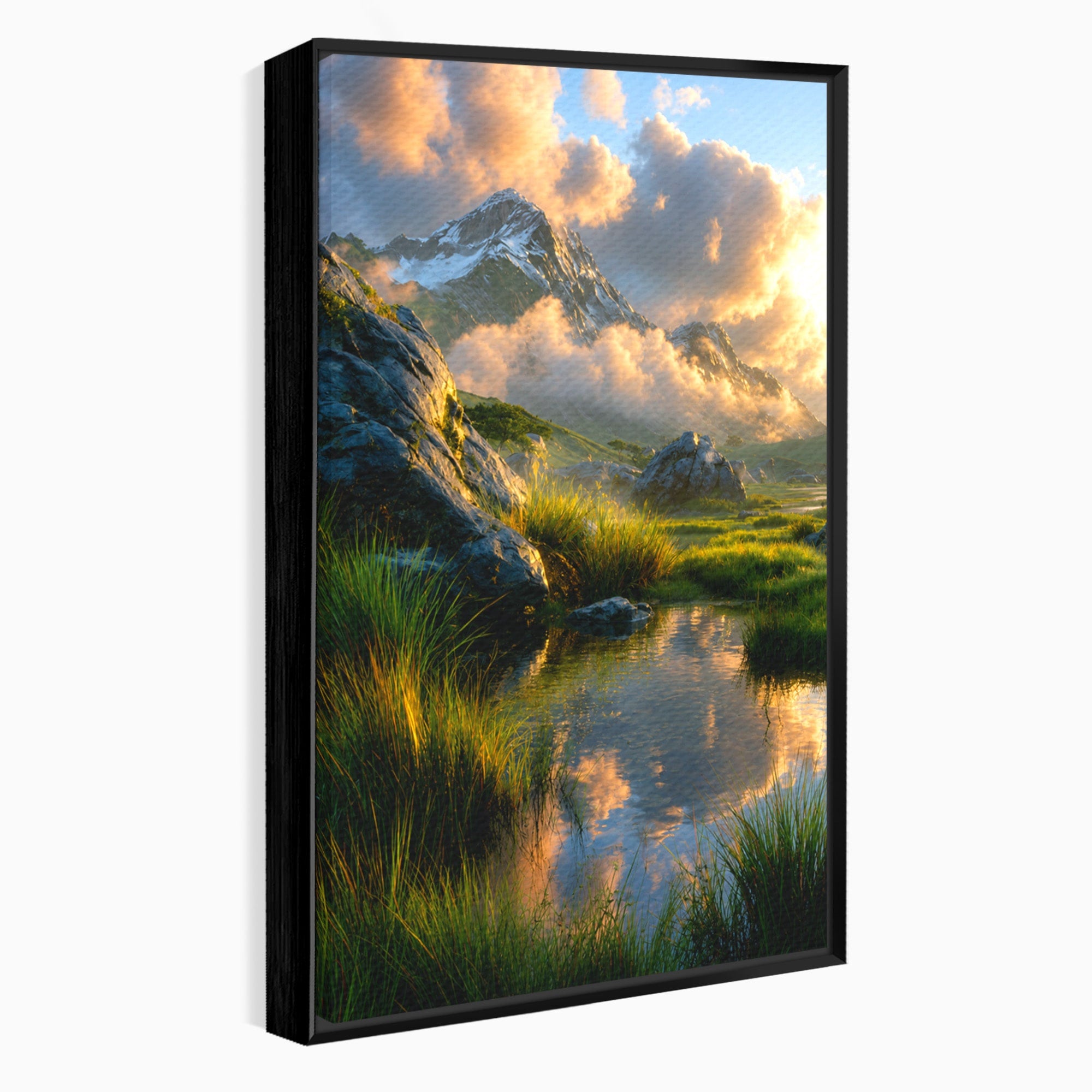 Tablou Canvas Premium LuxCanva® A1694, Peisaj Montan Idilic, Munti, Apus, Natura, Peisaj, Reflectie, Living, Dormitor, Culori Vibrante