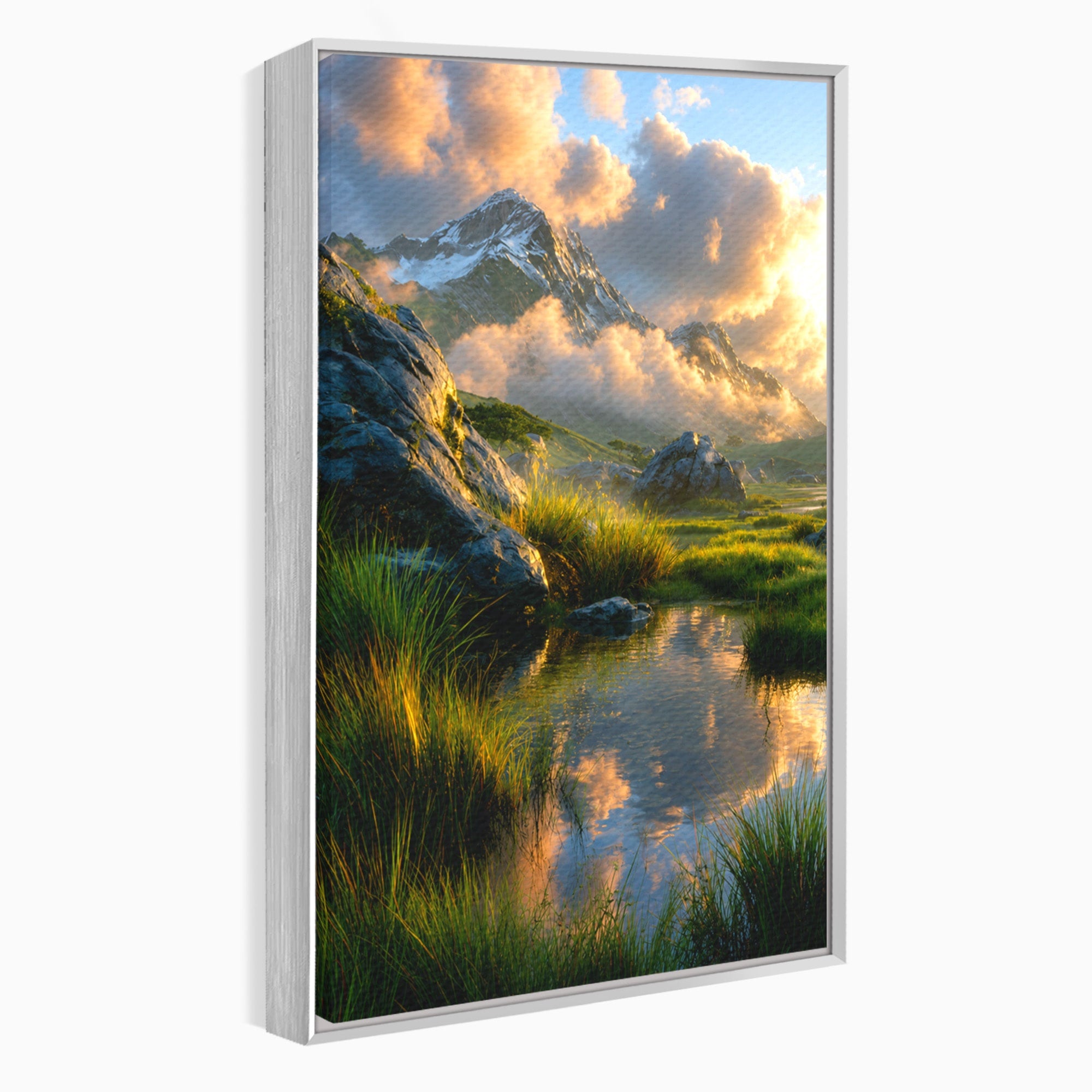 Tablou Canvas Premium LuxCanva® A1694, Peisaj Montan Idilic, Munti, Apus, Natura, Peisaj, Reflectie, Living, Dormitor, Culori Vibrante