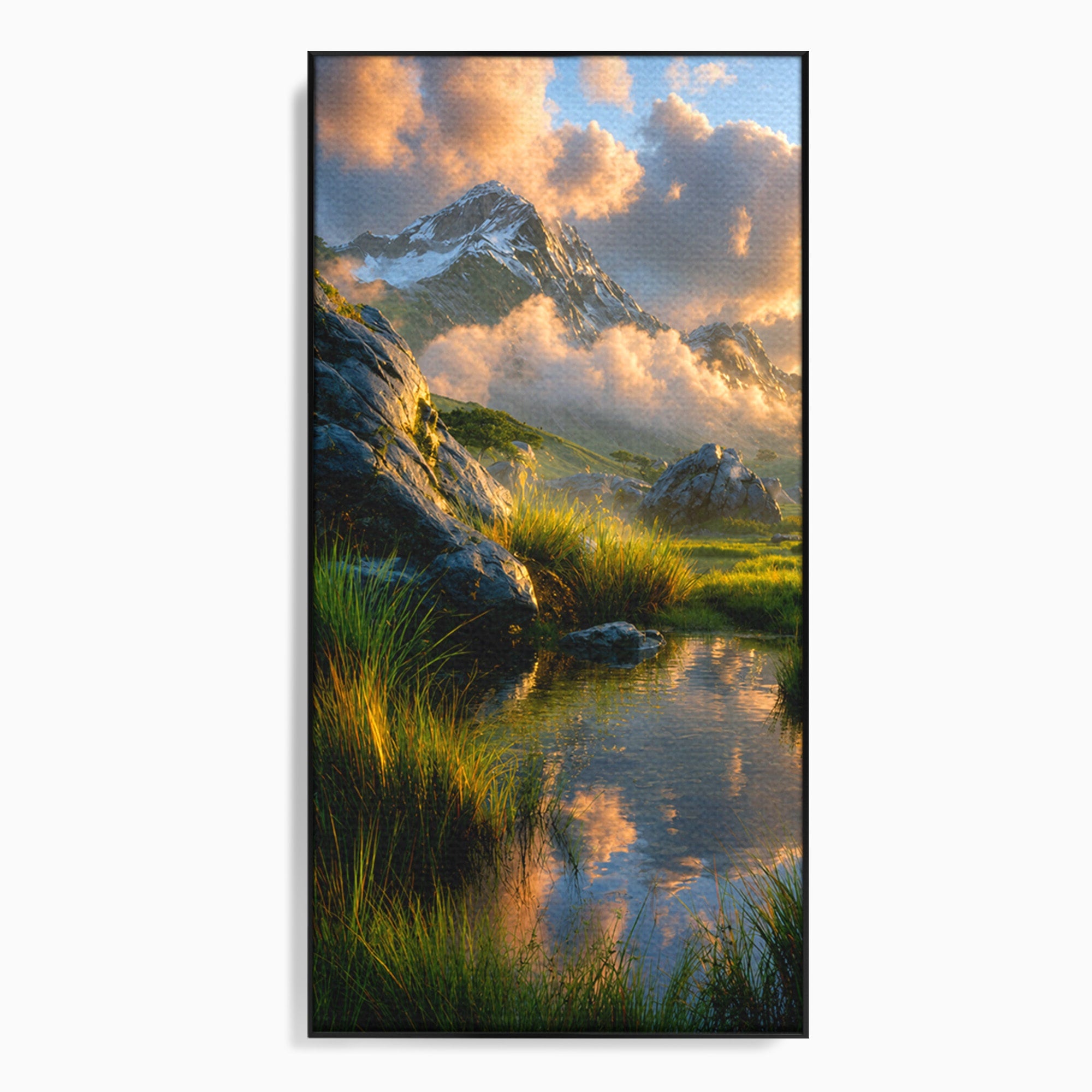 Tablou Canvas Premium LuxCanva® A1694, Peisaj Montan Idilic, Munti, Apus, Natura, Peisaj, Reflectie, Living, Dormitor, Culori Vibrante