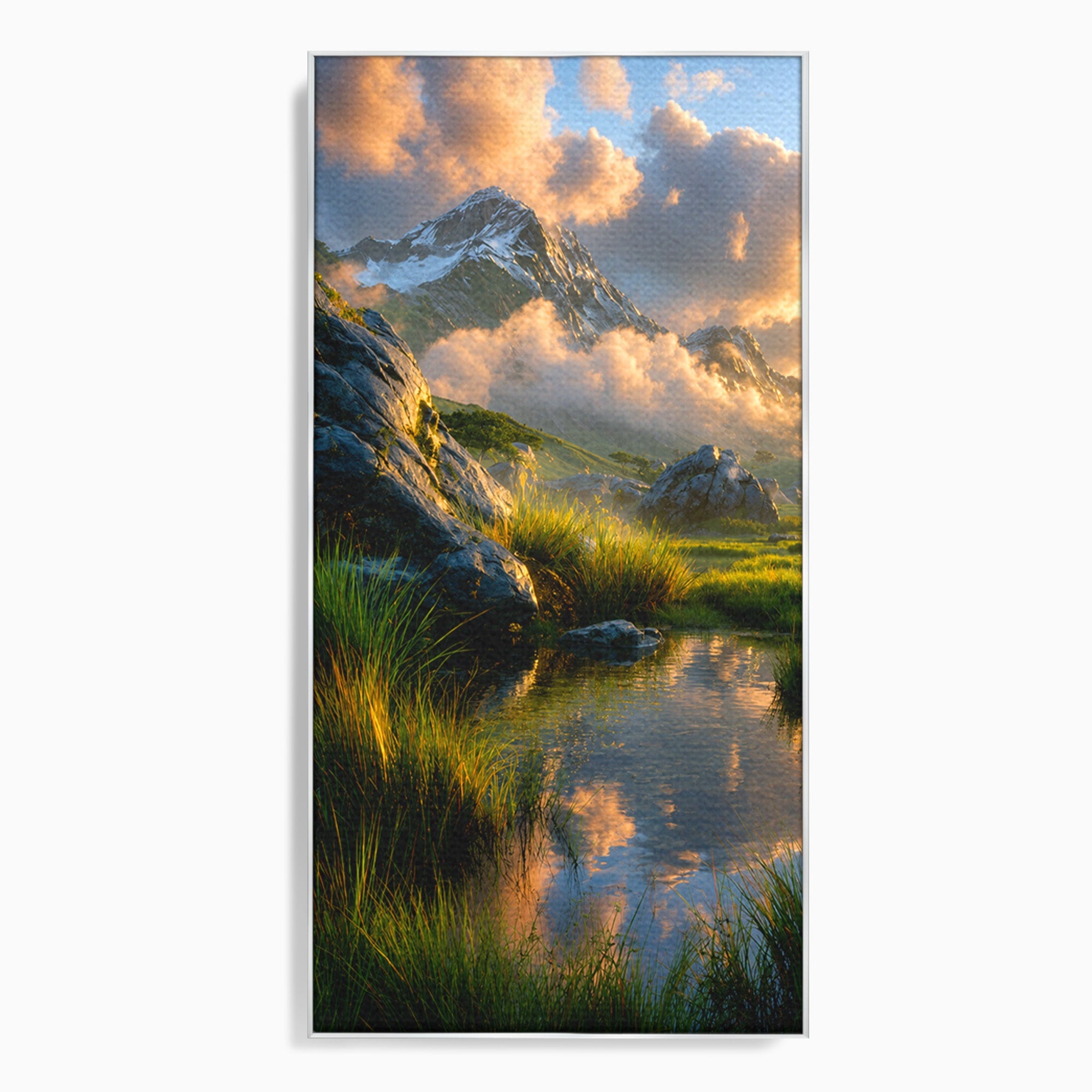 Tablou Canvas Premium LuxCanva® A1694, Peisaj Montan Idilic, Munti, Apus, Natura, Peisaj, Reflectie, Living, Dormitor, Culori Vibrante