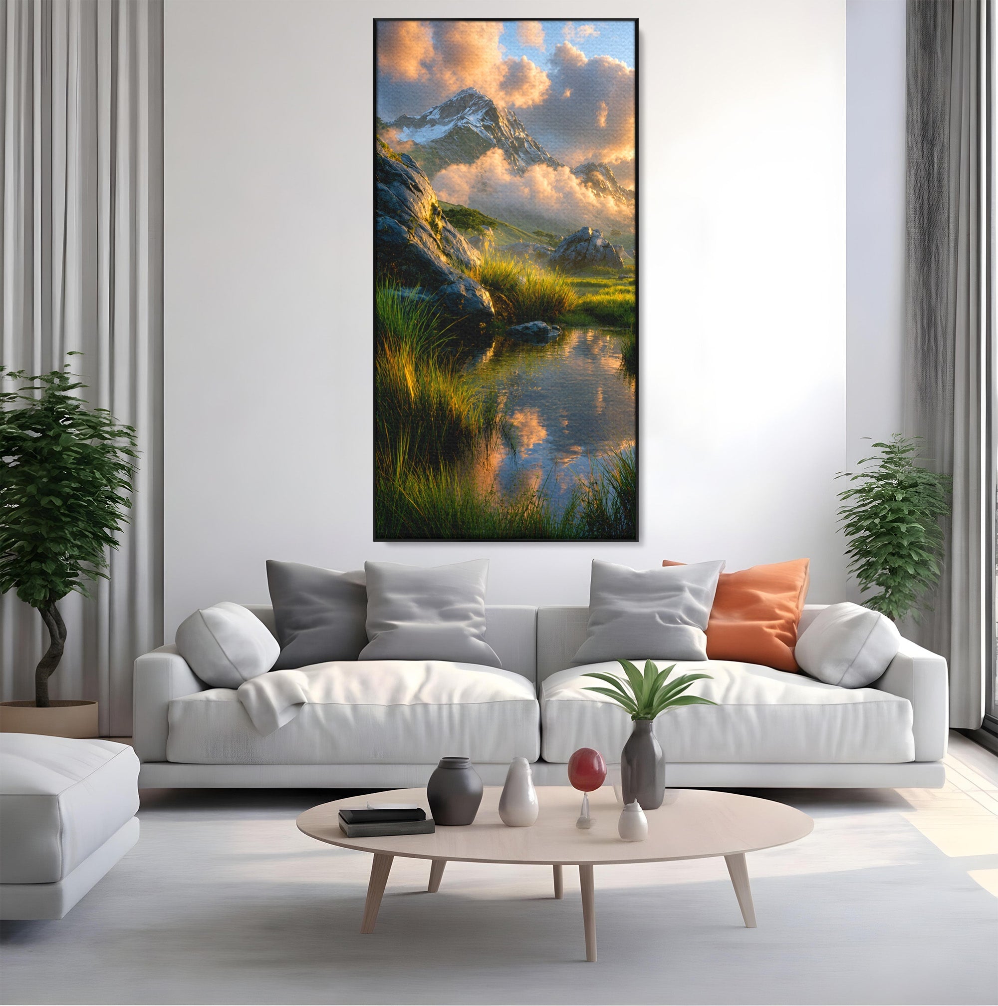Tablou Canvas Premium LuxCanva® A1694, Peisaj Montan Idilic, Munti, Apus, Natura, Peisaj, Reflectie, Living, Dormitor, Culori Vibrante