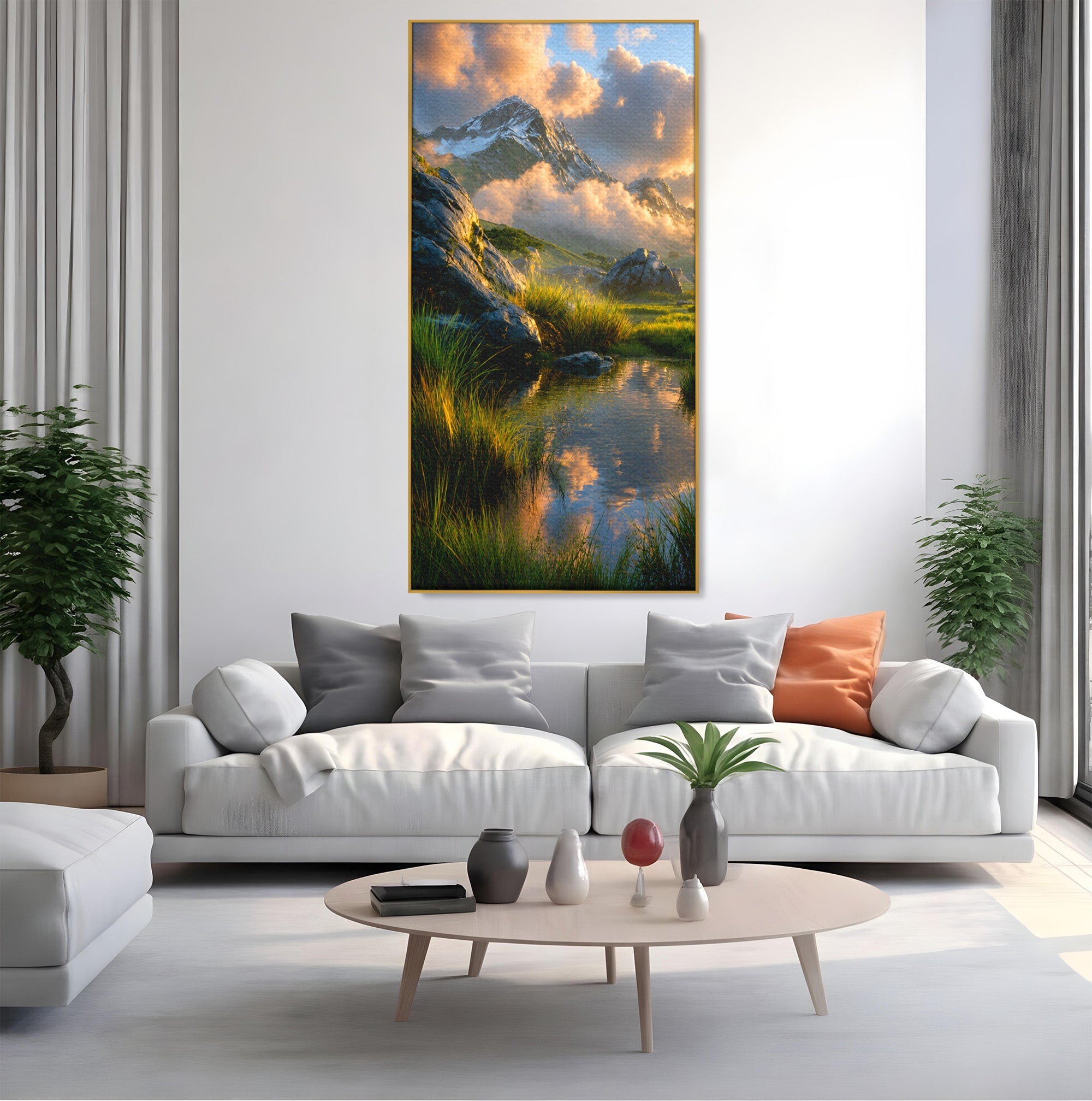 Tablou Canvas Premium LuxCanva® A1694, Peisaj Montan Idilic, Munti, Apus, Natura, Peisaj, Reflectie, Living, Dormitor, Culori Vibrante