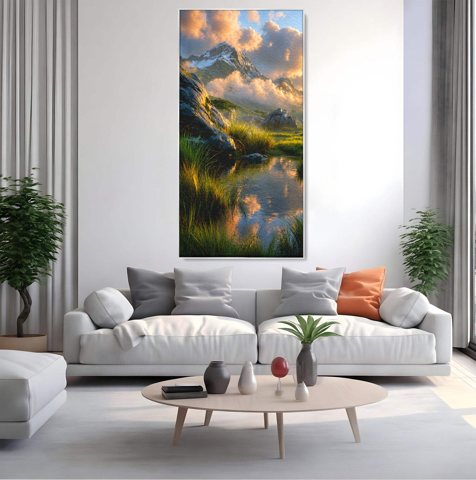 Tablou Canvas Premium LuxCanva® A1694, Peisaj Montan Idilic, Munti, Apus, Natura, Peisaj, Reflectie, Living, Dormitor, Culori Vibrante