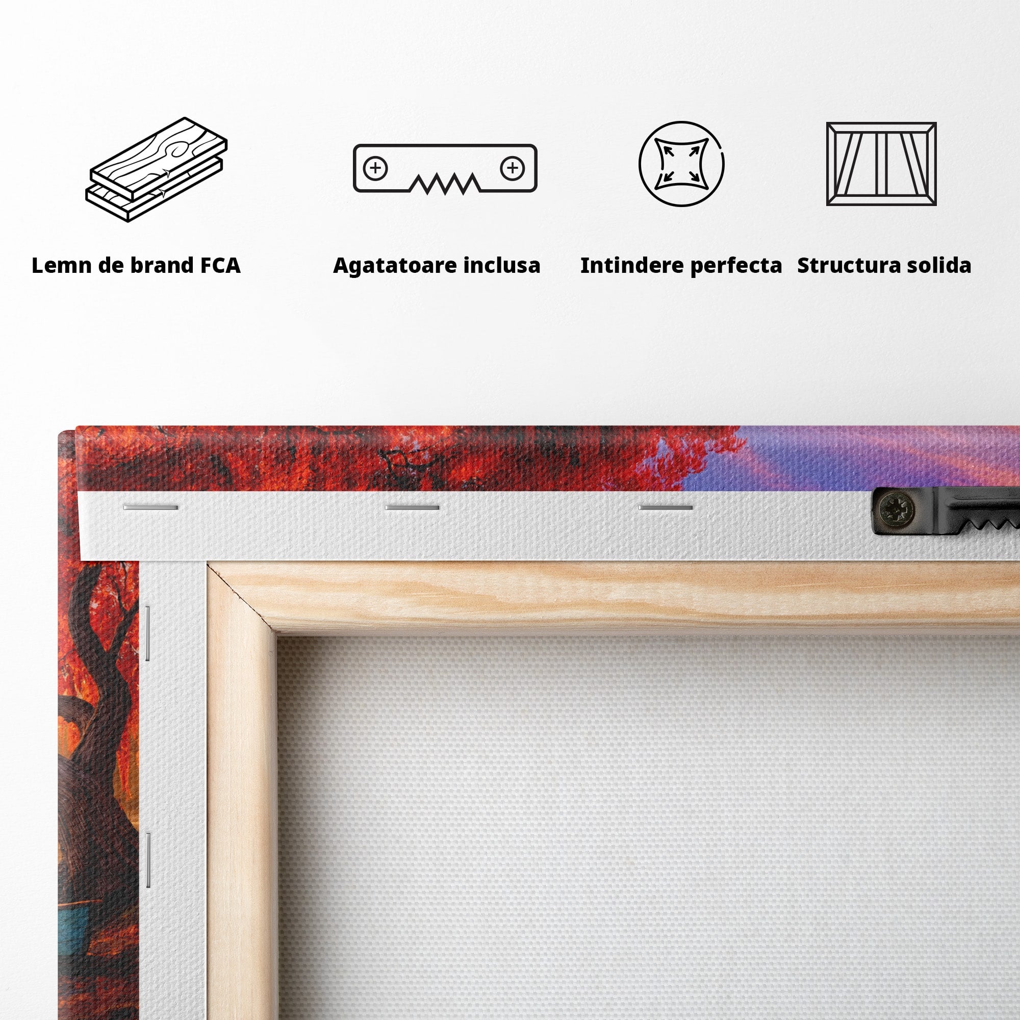 Tablou Canvas Premium LuxCanva® A1695, Copacul De Foc, Copac, Lac, Apus, Natura, Peisaj, Living, Culori Vibrante