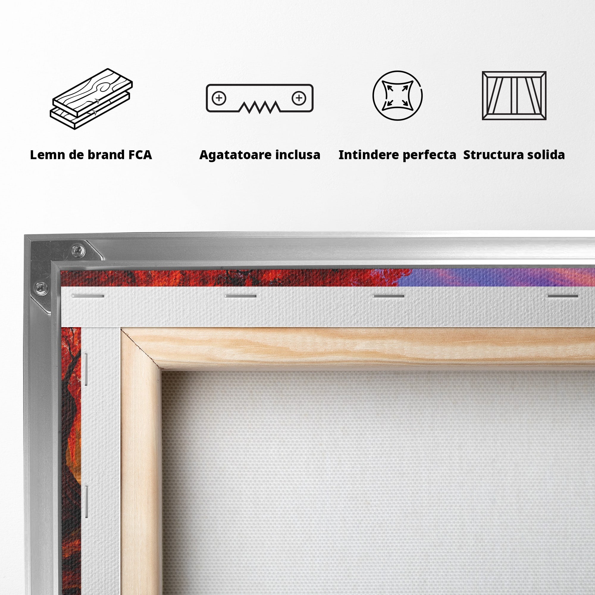 Tablou Canvas Premium LuxCanva® A1695, Copacul De Foc, Copac, Lac, Apus, Natura, Peisaj, Living, Culori Vibrante