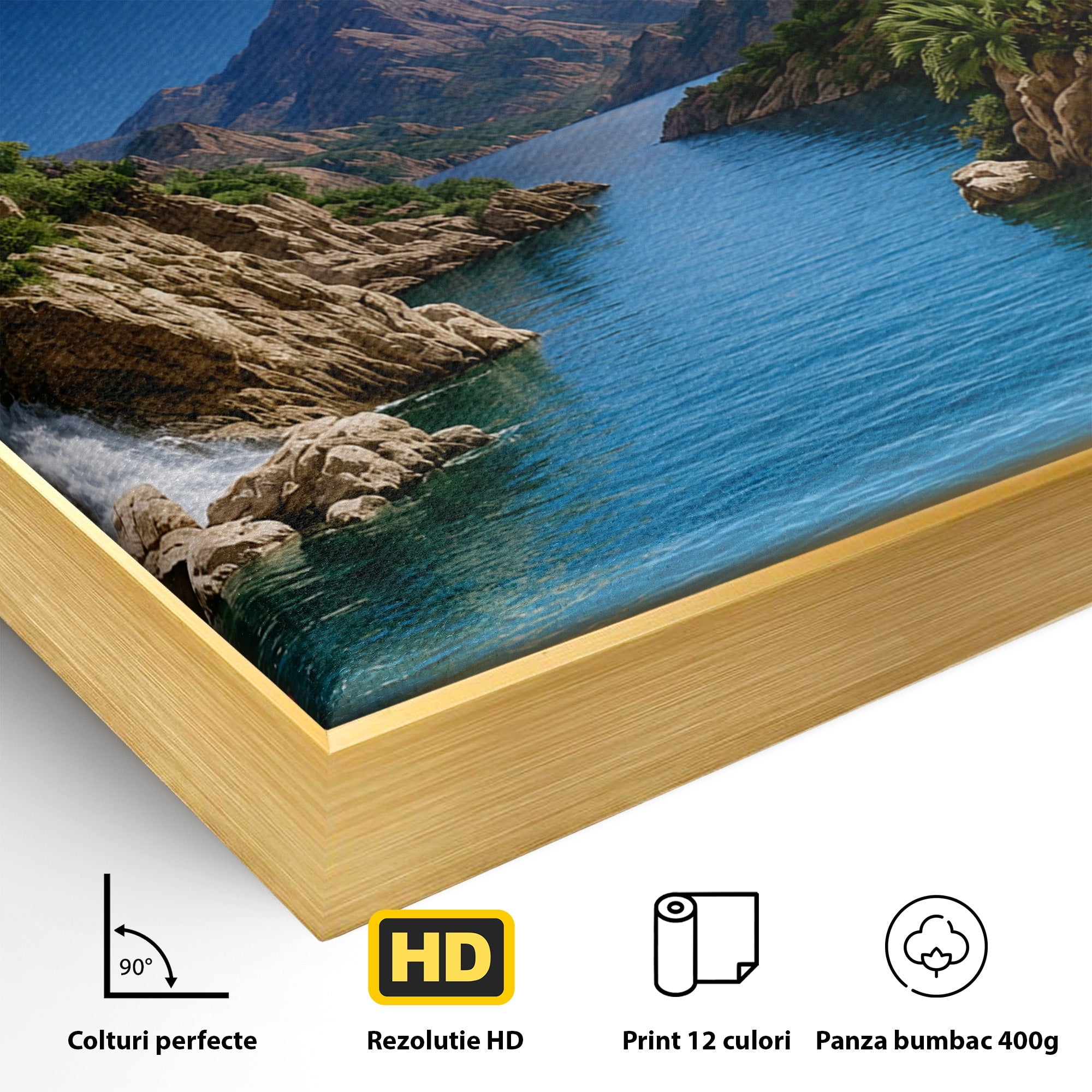 Tablou Canvas Premium LuxCanva® A1696, Peisaj Lunar De Vis, Peisaj, Luna, Rau, Templu, Natura, Living, Culori Vibrante