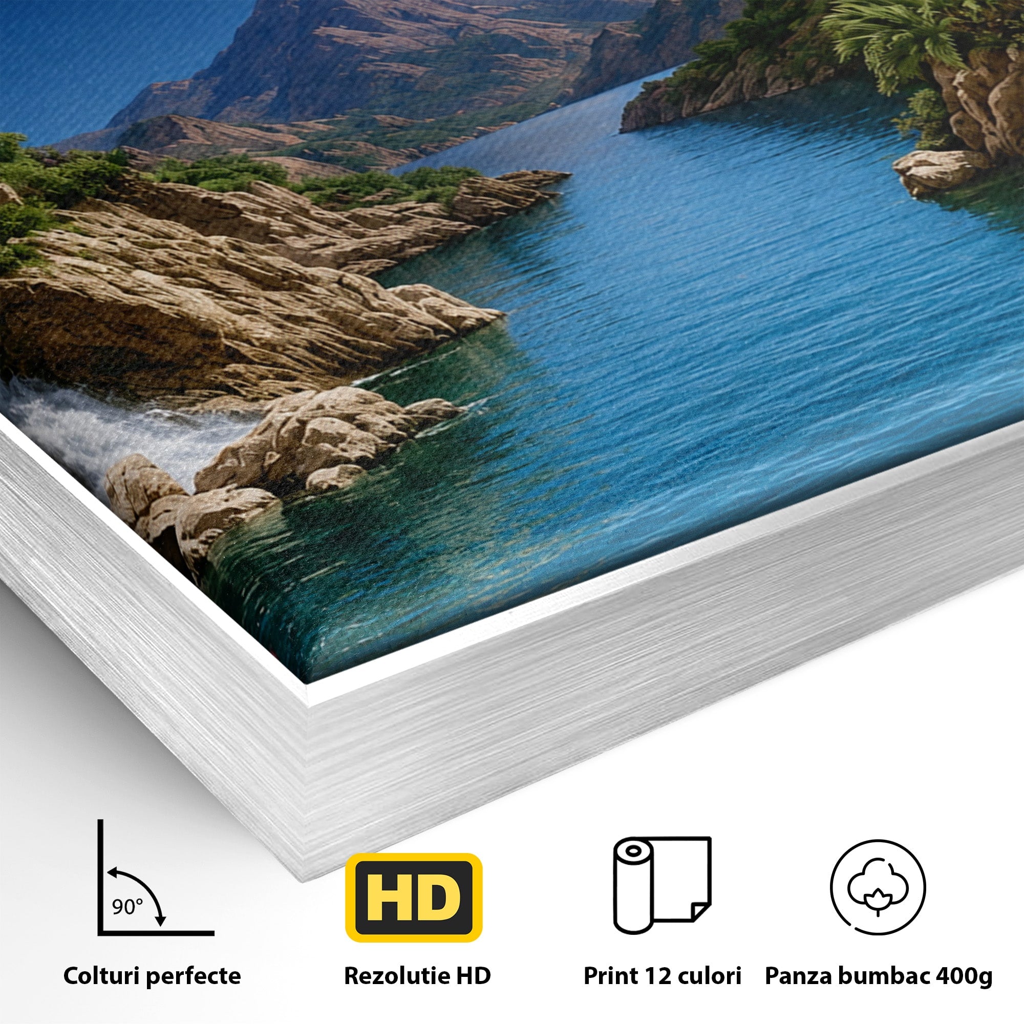 Tablou Canvas Premium LuxCanva® A1696, Peisaj Lunar De Vis, Peisaj, Luna, Rau, Templu, Natura, Living, Culori Vibrante