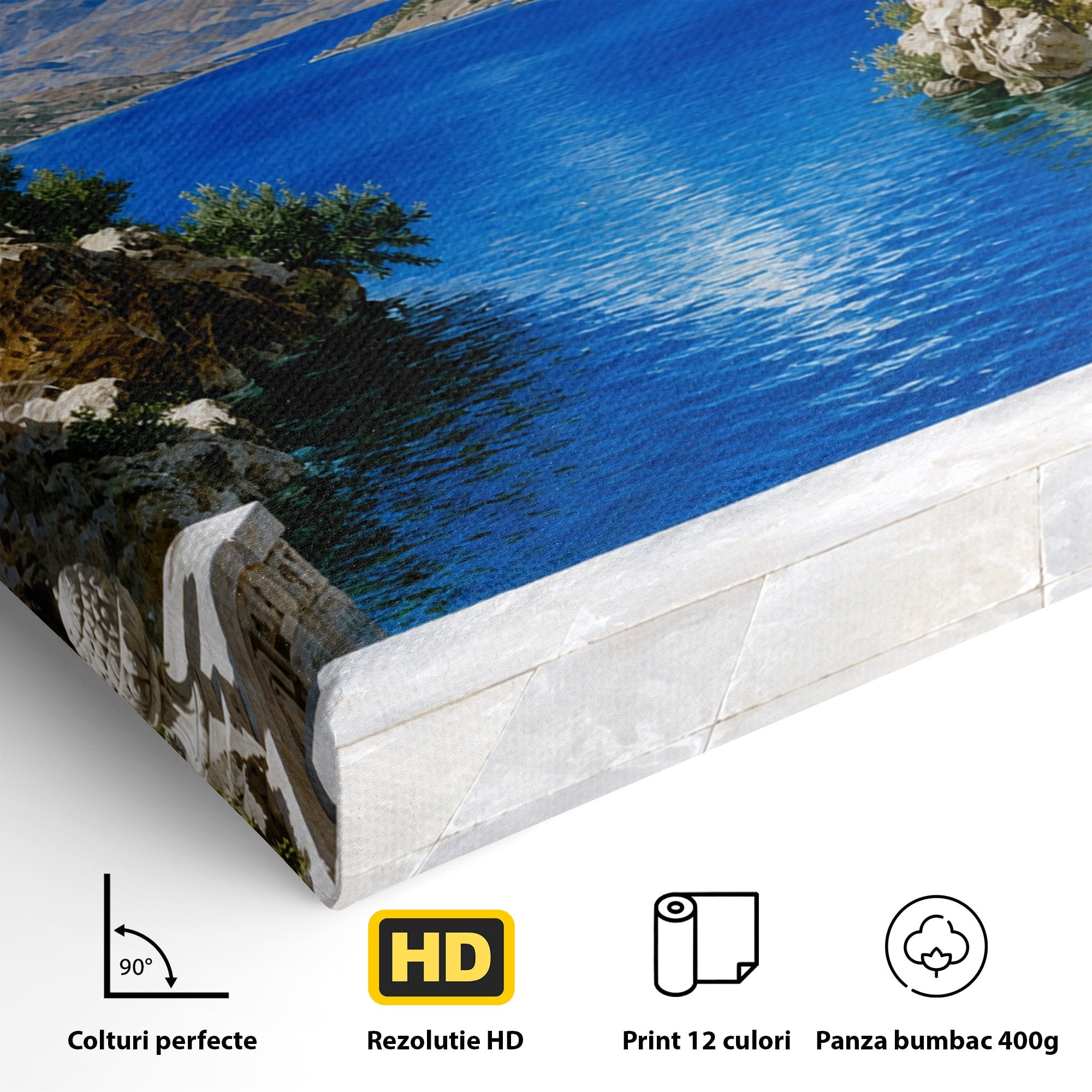 Tablou Canvas Premium LuxCanva® A1697, Peisaj Montan Pitoresc, Peisaj, Munte, Lac, Natura, Relaxare, Living, Dormitor, Culori Vibrante