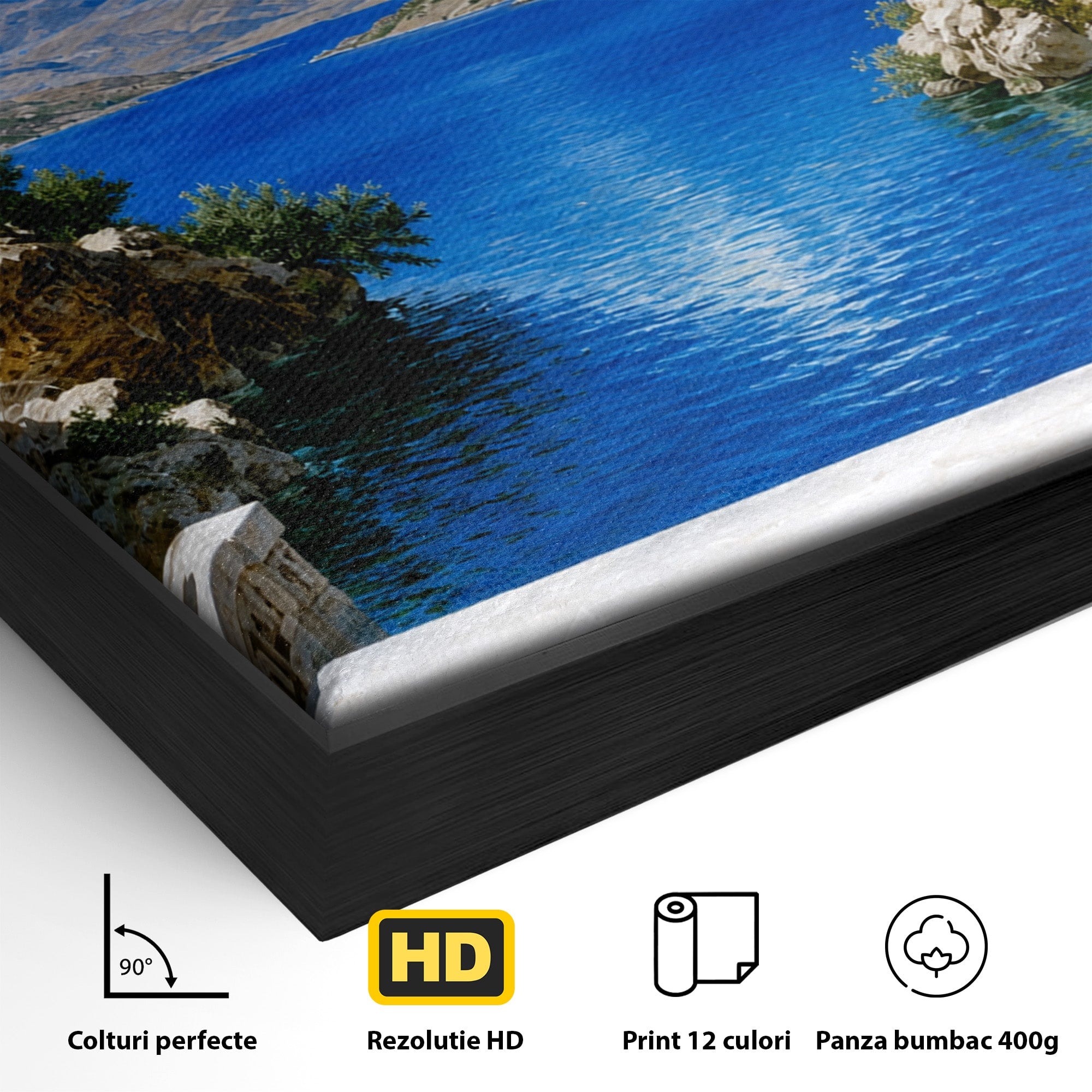 Tablou Canvas Premium LuxCanva® A1697, Peisaj Montan Pitoresc, Peisaj, Munte, Lac, Natura, Relaxare, Living, Dormitor, Culori Vibrante