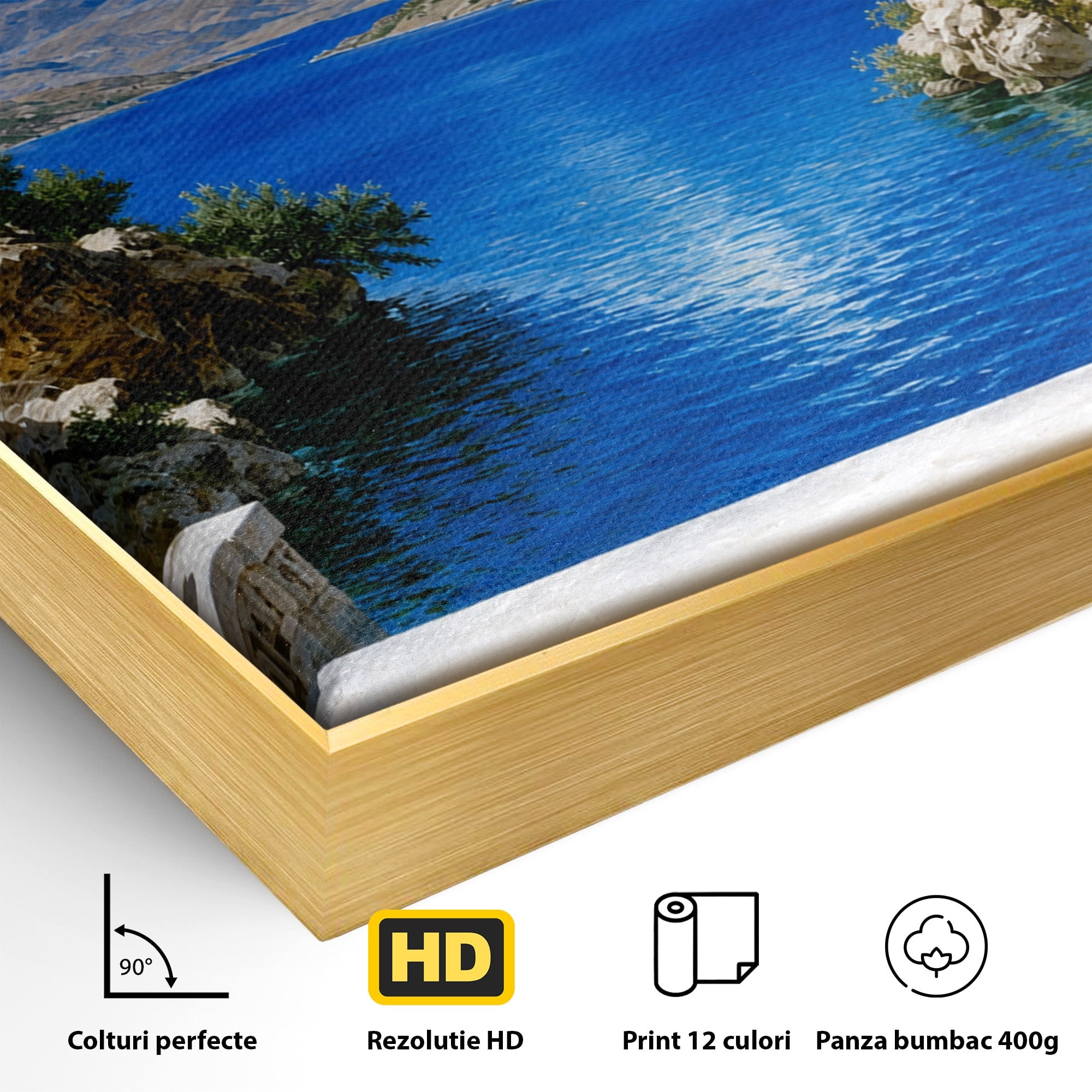 Tablou Canvas Premium LuxCanva® A1697, Peisaj Montan Pitoresc, Peisaj, Munte, Lac, Natura, Relaxare, Living, Dormitor, Culori Vibrante