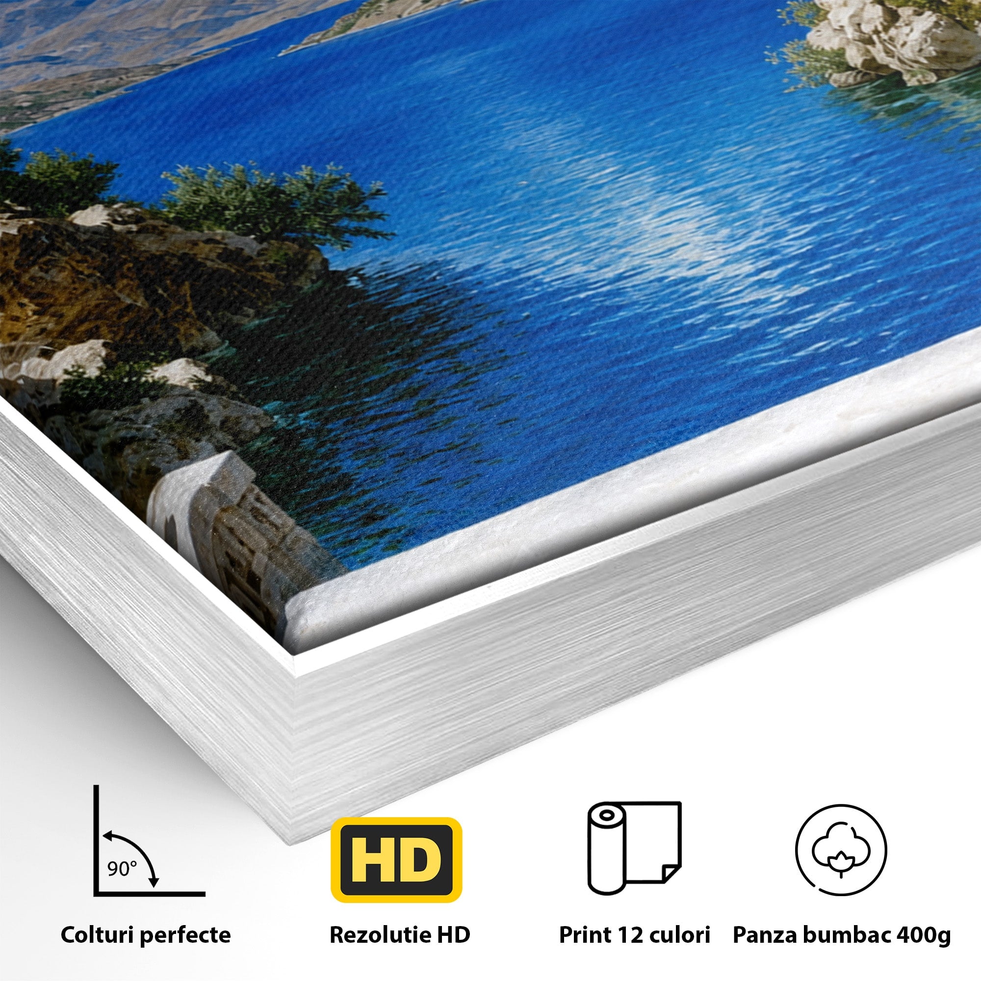 Tablou Canvas Premium LuxCanva® A1697, Peisaj Montan Pitoresc, Peisaj, Munte, Lac, Natura, Relaxare, Living, Dormitor, Culori Vibrante