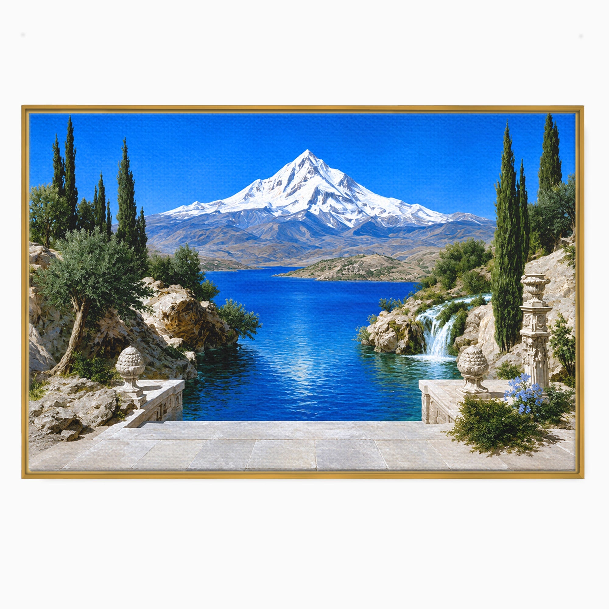 Tablou Canvas Premium LuxCanva® A1697, Peisaj Montan Pitoresc, Peisaj, Munte, Lac, Natura, Relaxare, Living, Dormitor, Culori Vibrante