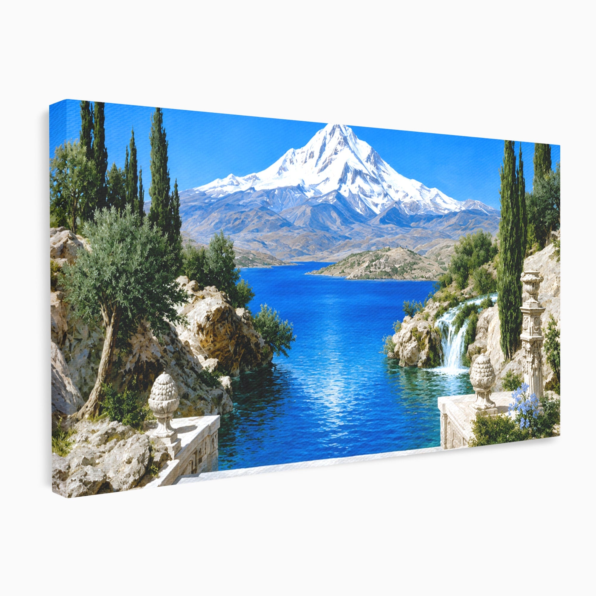Tablou Canvas Premium LuxCanva® A1697, Peisaj Montan Pitoresc, Peisaj, Munte, Lac, Natura, Relaxare, Living, Dormitor, Culori Vibrante