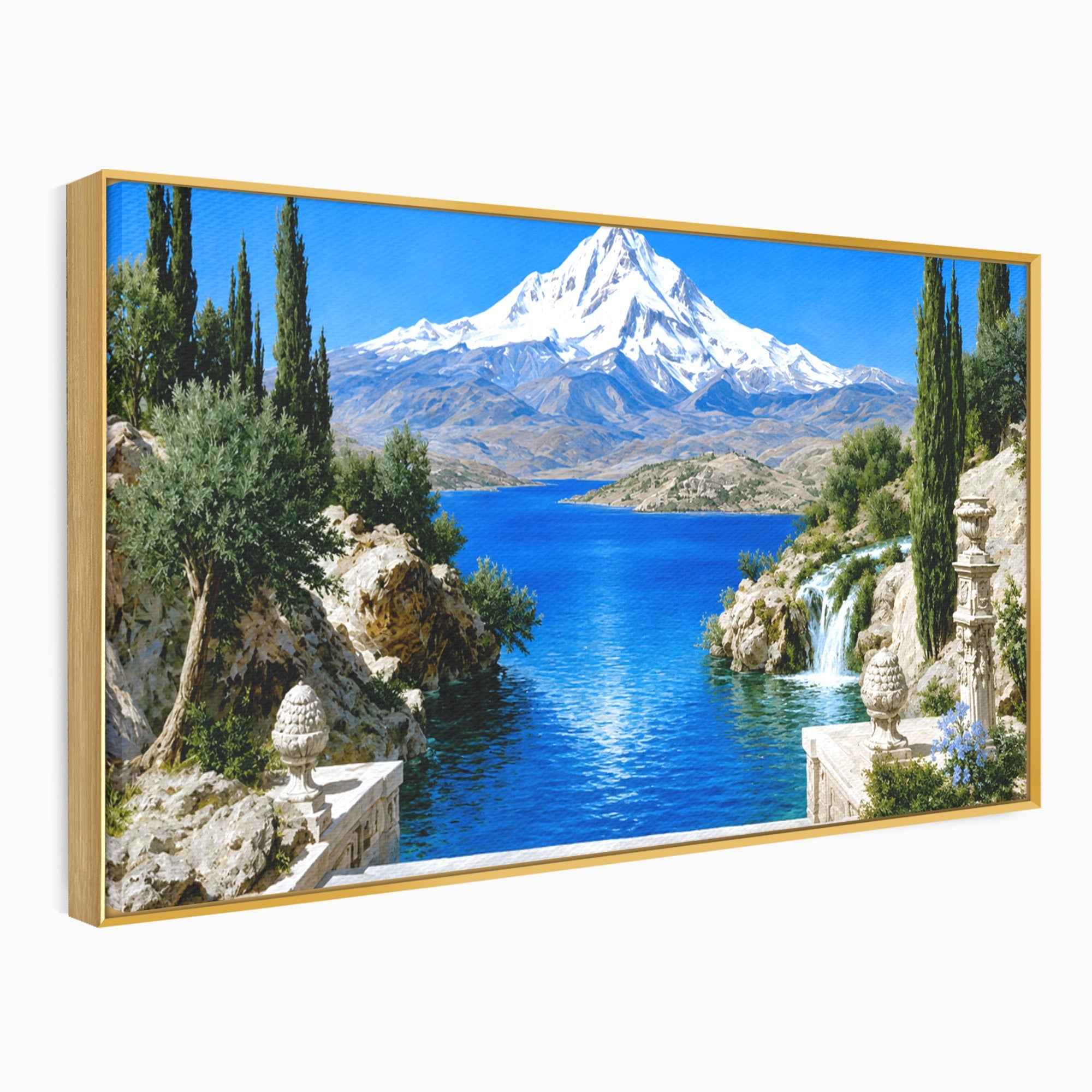 Tablou Canvas Premium LuxCanva® A1697, Peisaj Montan Pitoresc, Peisaj, Munte, Lac, Natura, Relaxare, Living, Dormitor, Culori Vibrante