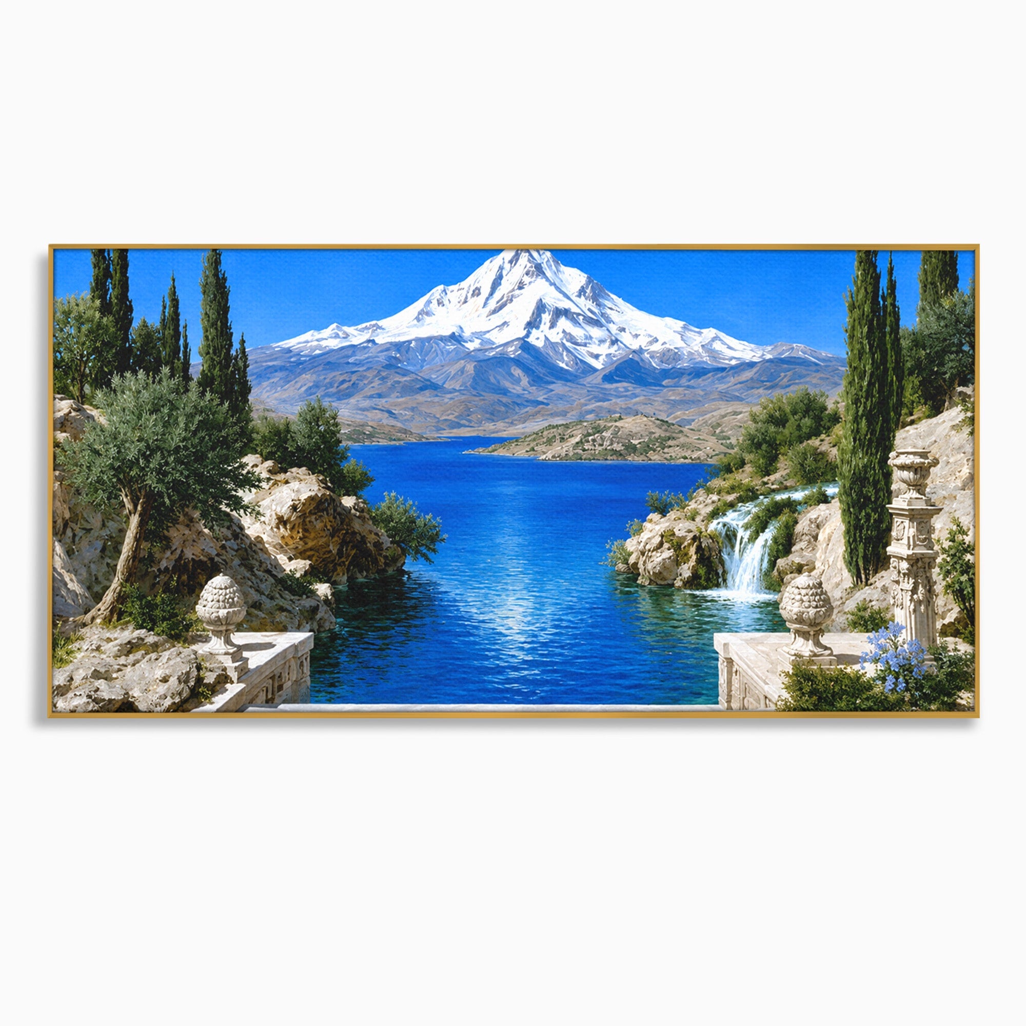 Tablou Canvas Premium LuxCanva® A1697, Peisaj Montan Pitoresc, Peisaj, Munte, Lac, Natura, Relaxare, Living, Dormitor, Culori Vibrante