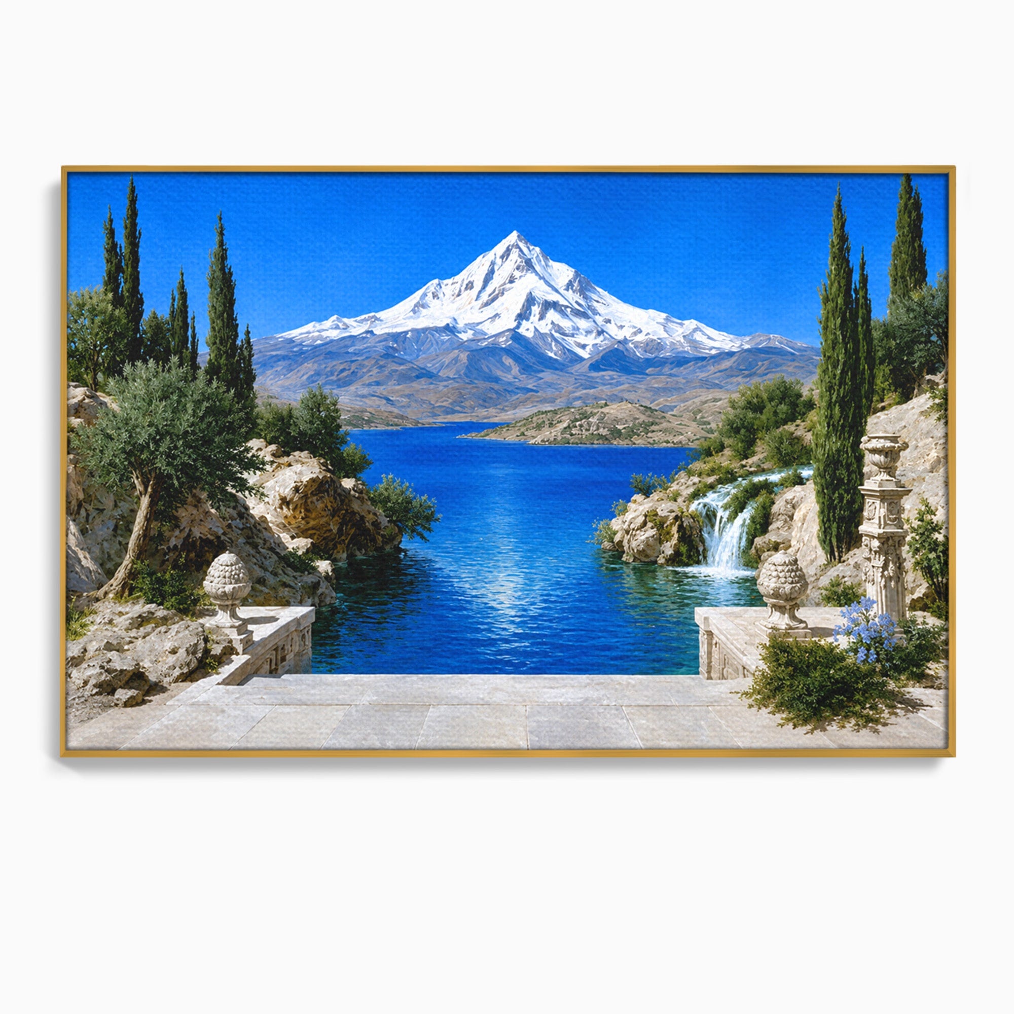 Tablou Canvas Premium LuxCanva® A1697, Peisaj Montan Pitoresc, Peisaj, Munte, Lac, Natura, Relaxare, Living, Dormitor, Culori Vibrante