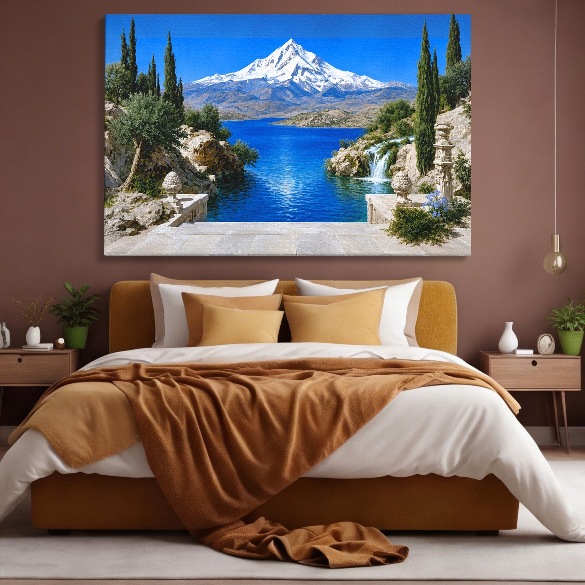 Tablou Canvas Premium LuxCanva® A1697, Peisaj Montan Pitoresc, Peisaj, Munte, Lac, Natura, Relaxare, Living, Dormitor, Culori Vibrante