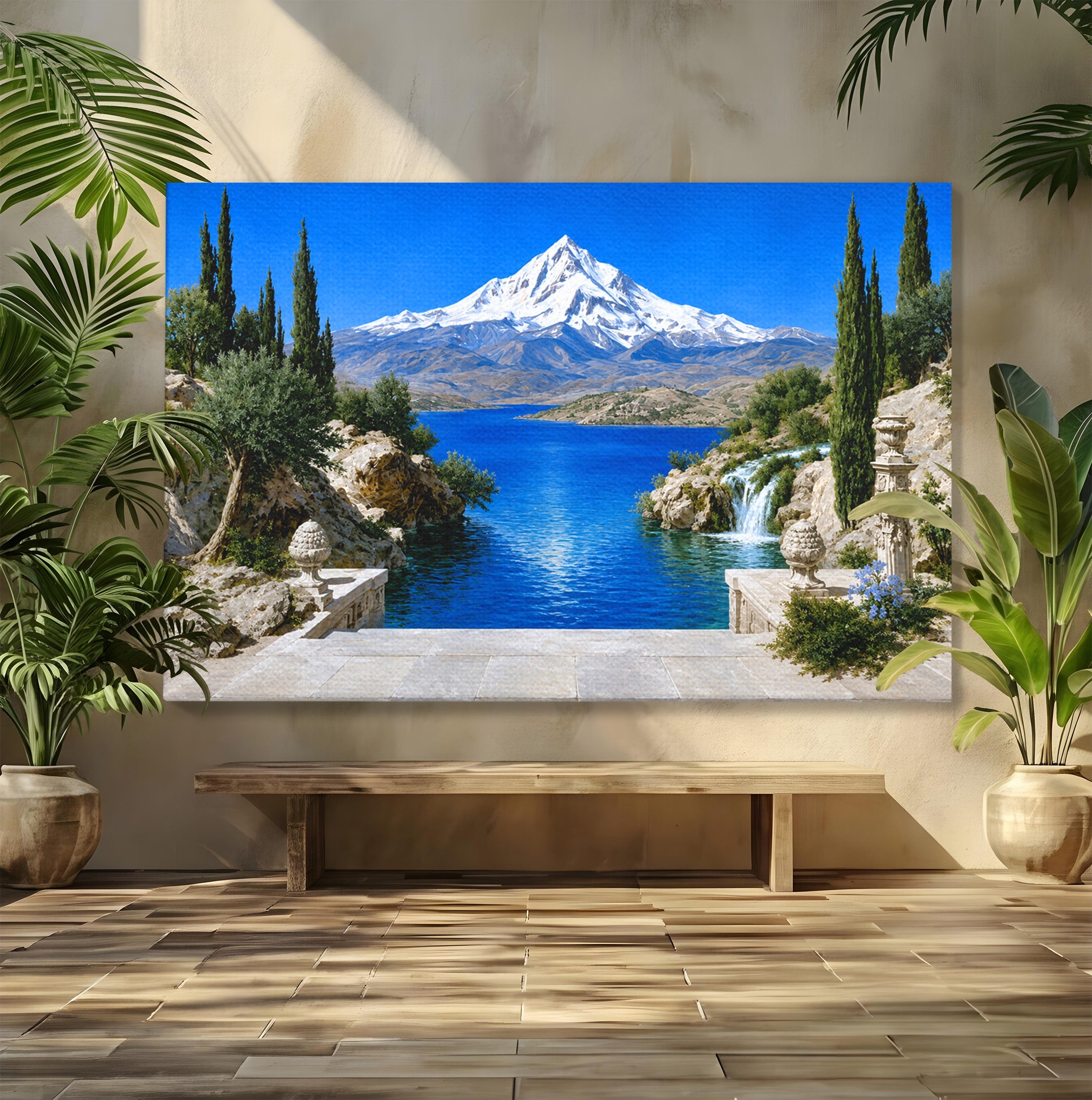 Tablou Canvas Premium LuxCanva® A1697, Peisaj Montan Pitoresc, Peisaj, Munte, Lac, Natura, Relaxare, Living, Dormitor, Culori Vibrante