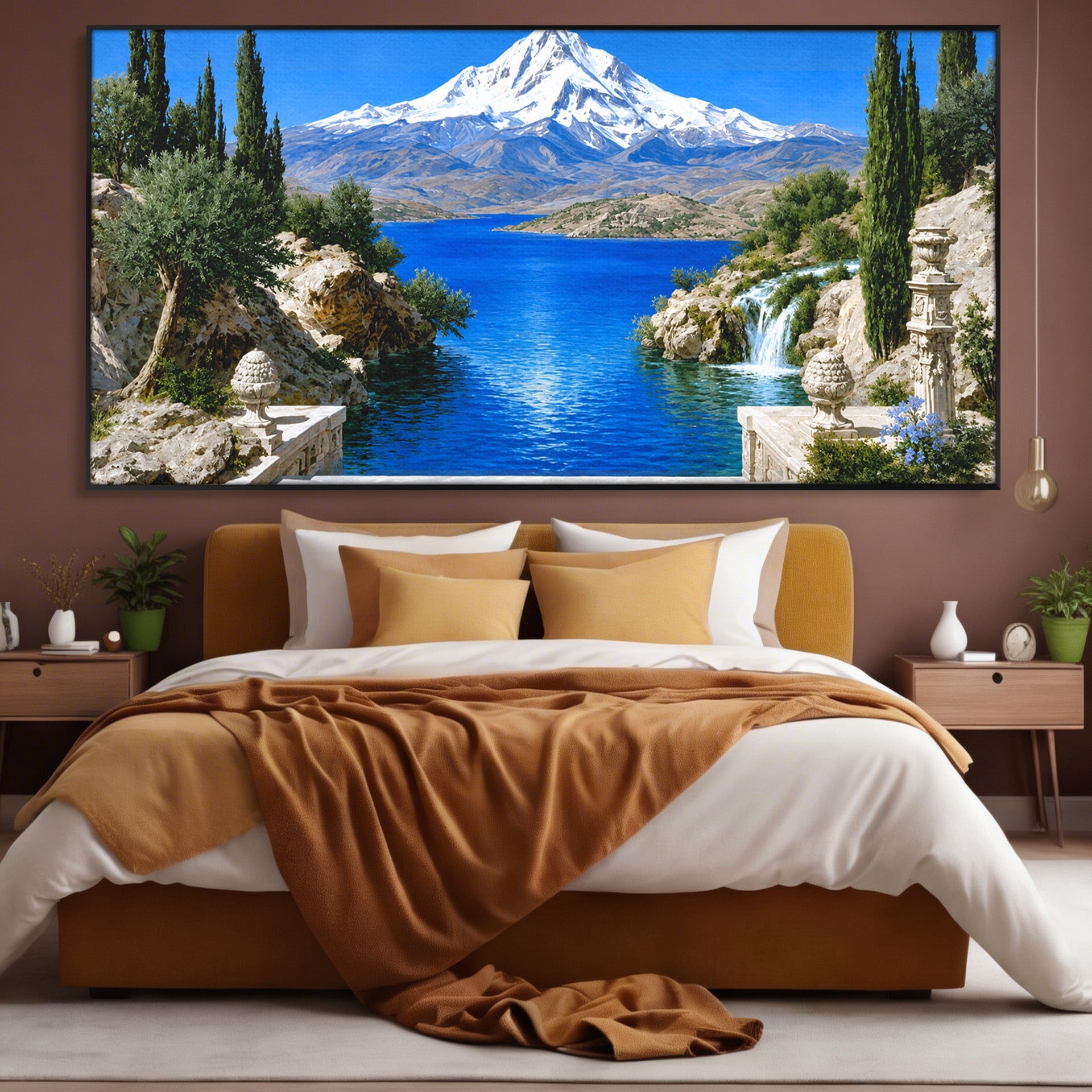 Tablou Canvas Premium LuxCanva® A1697, Peisaj Montan Pitoresc, Peisaj, Munte, Lac, Natura, Relaxare, Living, Dormitor, Culori Vibrante