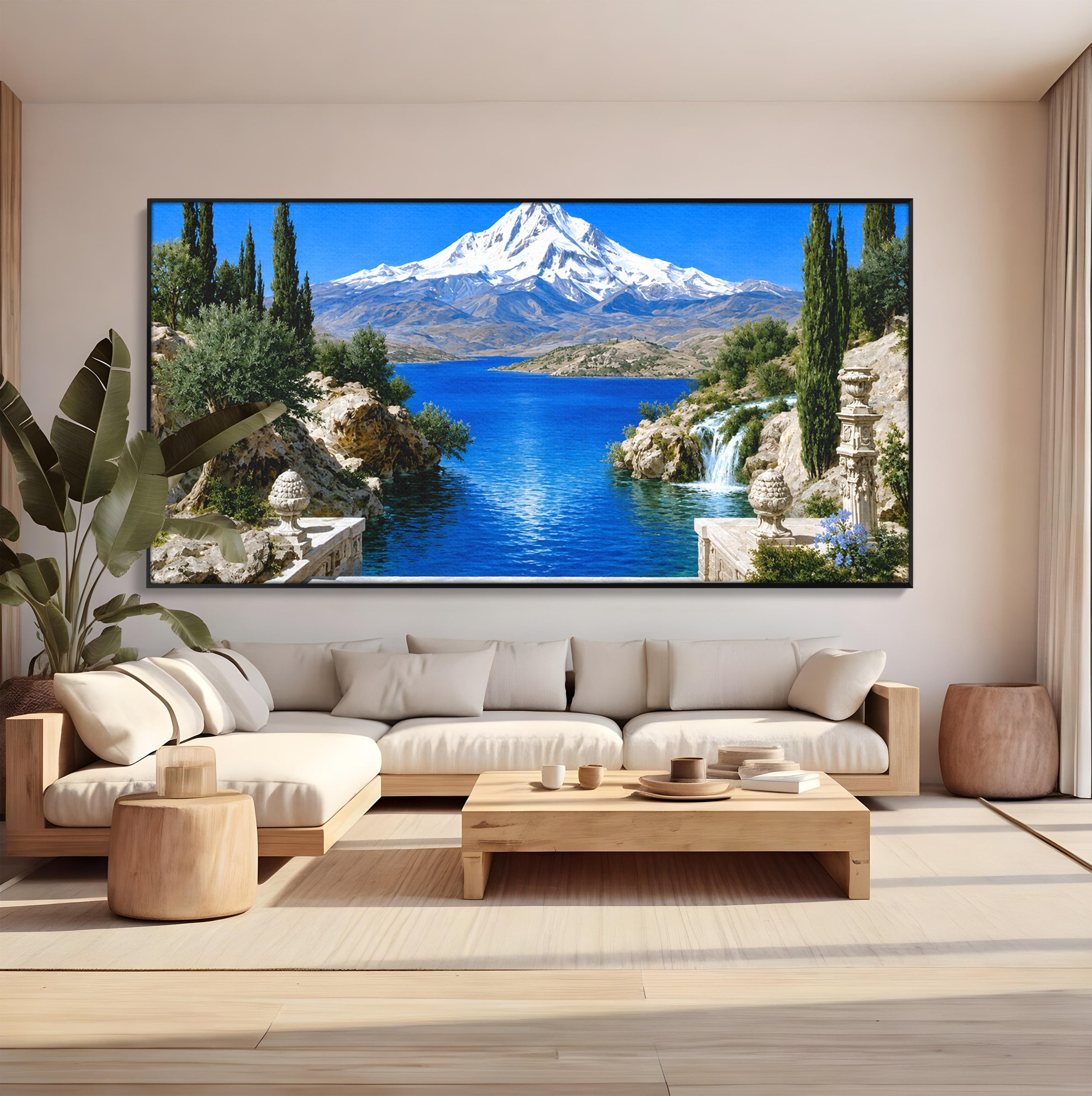 Tablou Canvas Premium LuxCanva® A1697, Peisaj Montan Pitoresc, Peisaj, Munte, Lac, Natura, Relaxare, Living, Dormitor, Culori Vibrante