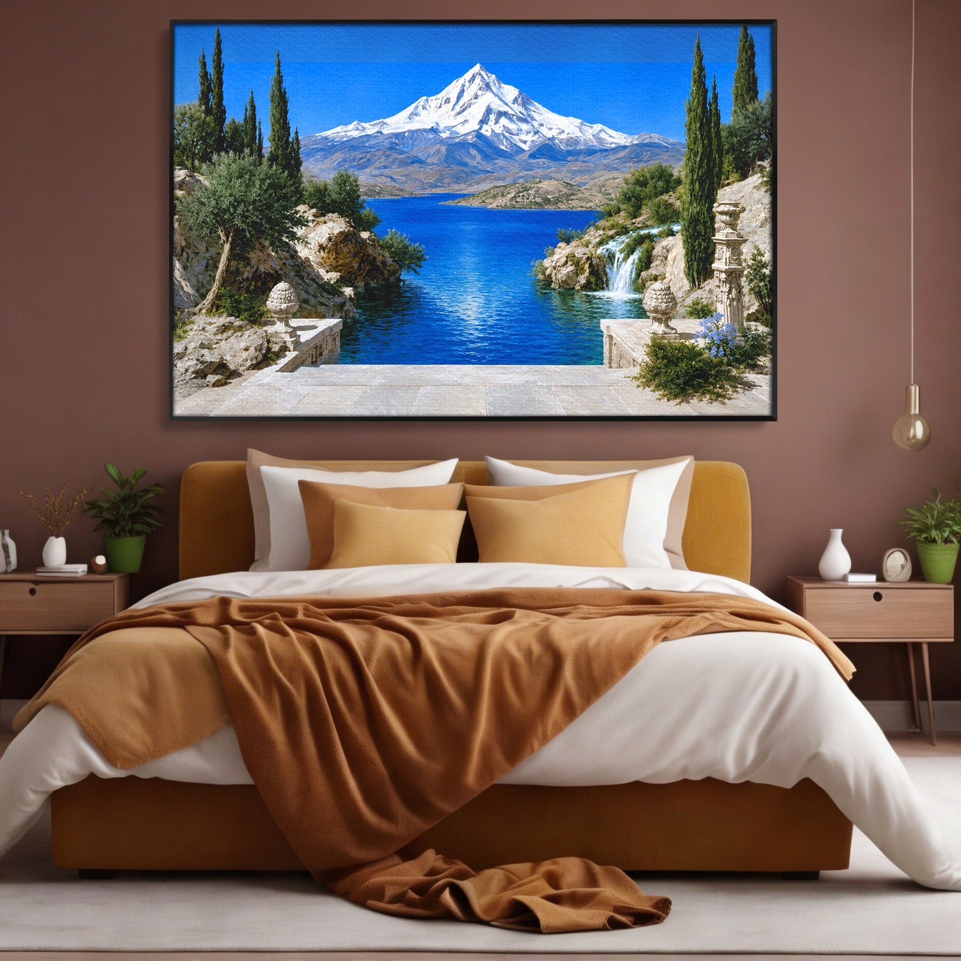 Tablou Canvas Premium LuxCanva® A1697, Peisaj Montan Pitoresc, Peisaj, Munte, Lac, Natura, Relaxare, Living, Dormitor, Culori Vibrante