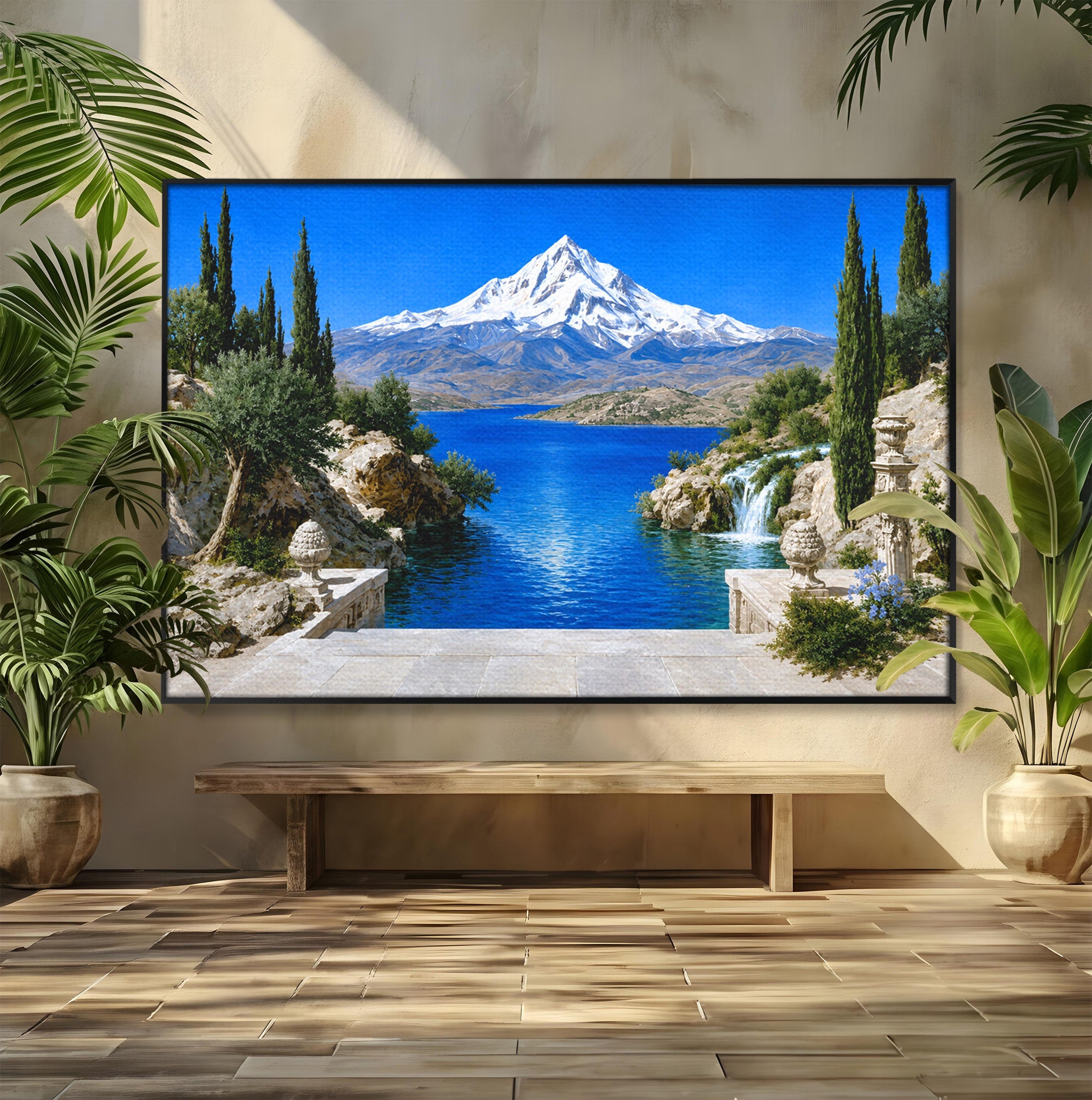 Tablou Canvas Premium LuxCanva® A1697, Peisaj Montan Pitoresc, Peisaj, Munte, Lac, Natura, Relaxare, Living, Dormitor, Culori Vibrante