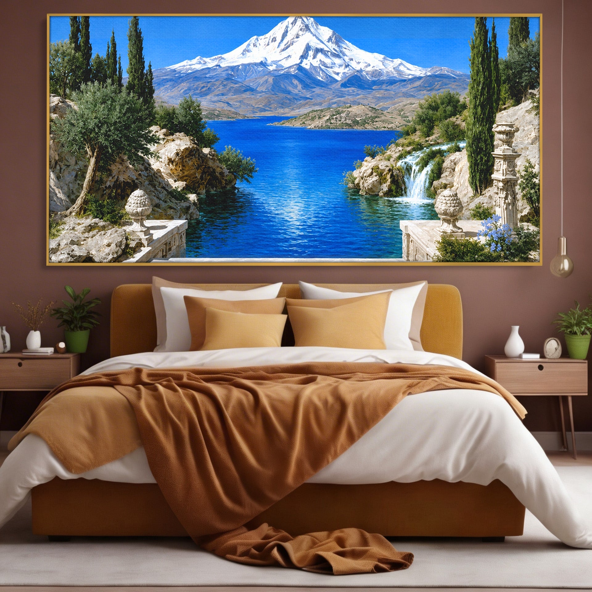 Tablou Canvas Premium LuxCanva® A1697, Peisaj Montan Pitoresc, Peisaj, Munte, Lac, Natura, Relaxare, Living, Dormitor, Culori Vibrante