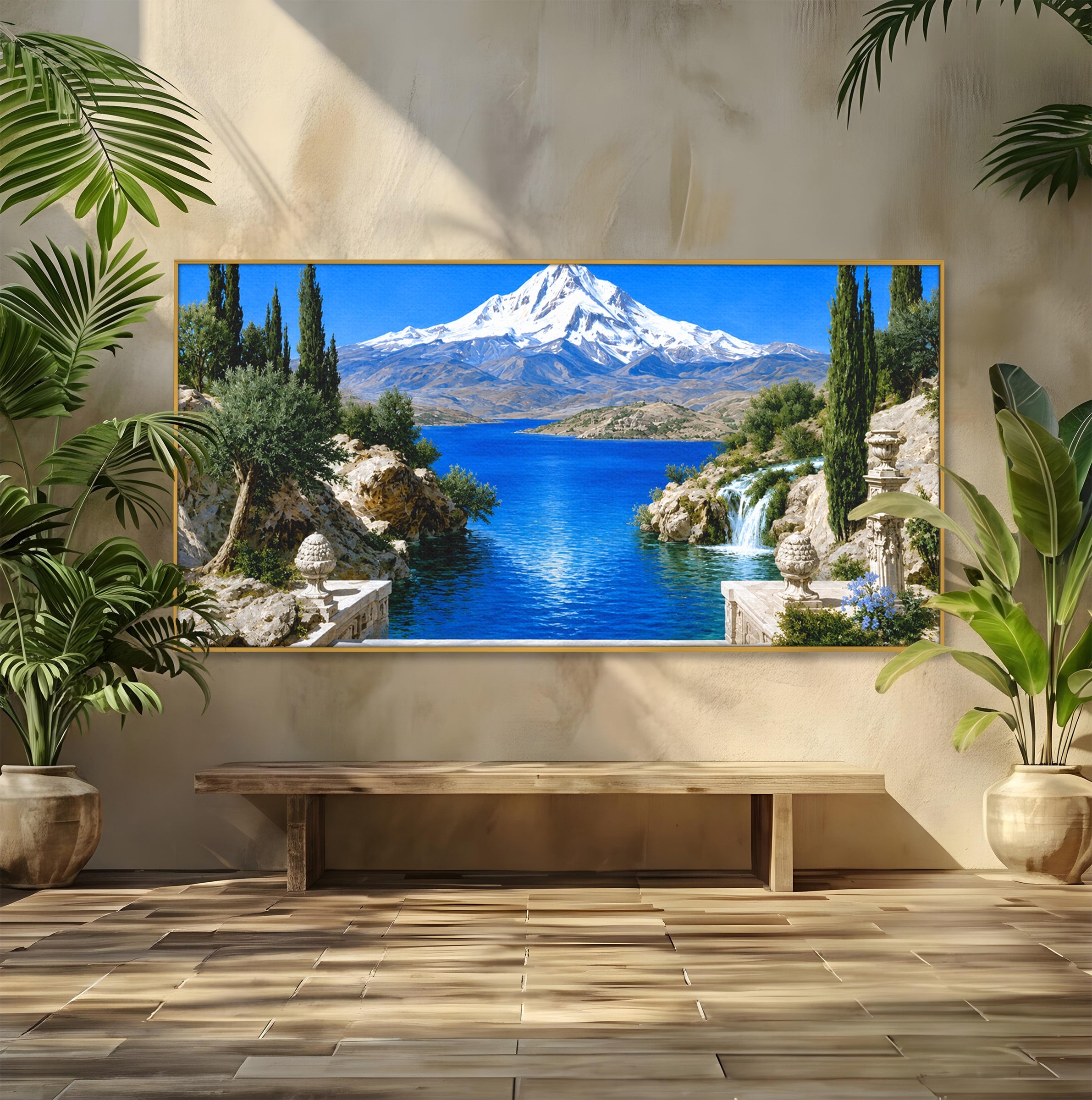 Tablou Canvas Premium LuxCanva® A1697, Peisaj Montan Pitoresc, Peisaj, Munte, Lac, Natura, Relaxare, Living, Dormitor, Culori Vibrante