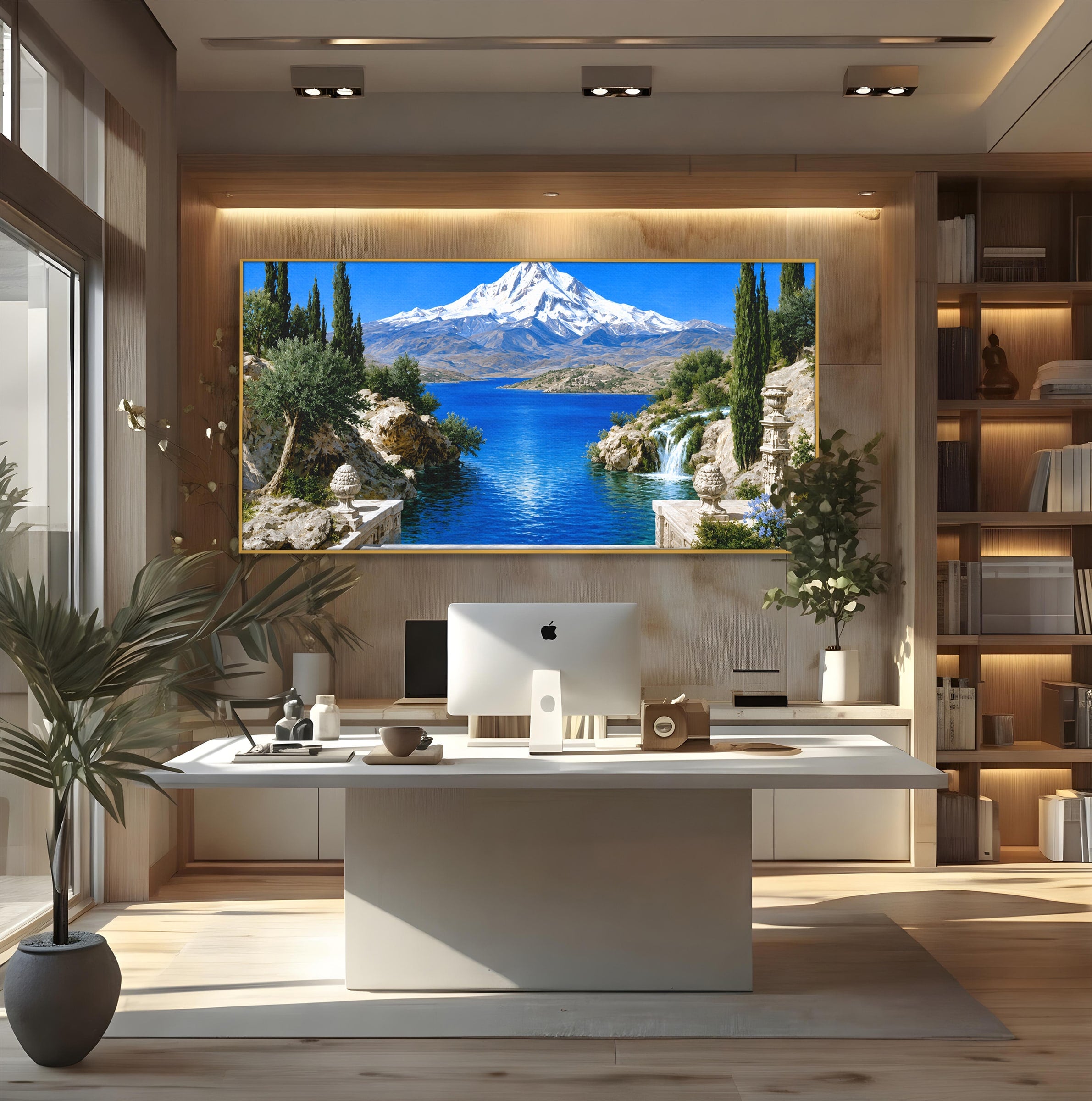 Tablou Canvas Premium LuxCanva® A1697, Peisaj Montan Pitoresc, Peisaj, Munte, Lac, Natura, Relaxare, Living, Dormitor, Culori Vibrante
