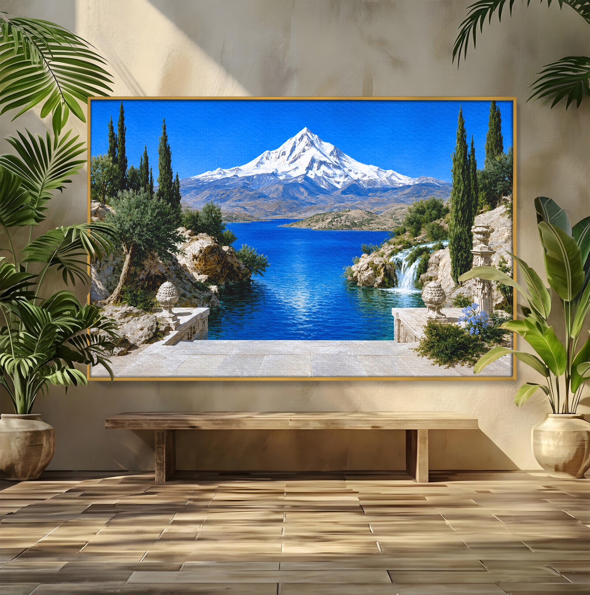 Tablou Canvas Premium LuxCanva® A1697, Peisaj Montan Pitoresc, Peisaj, Munte, Lac, Natura, Relaxare, Living, Dormitor, Culori Vibrante