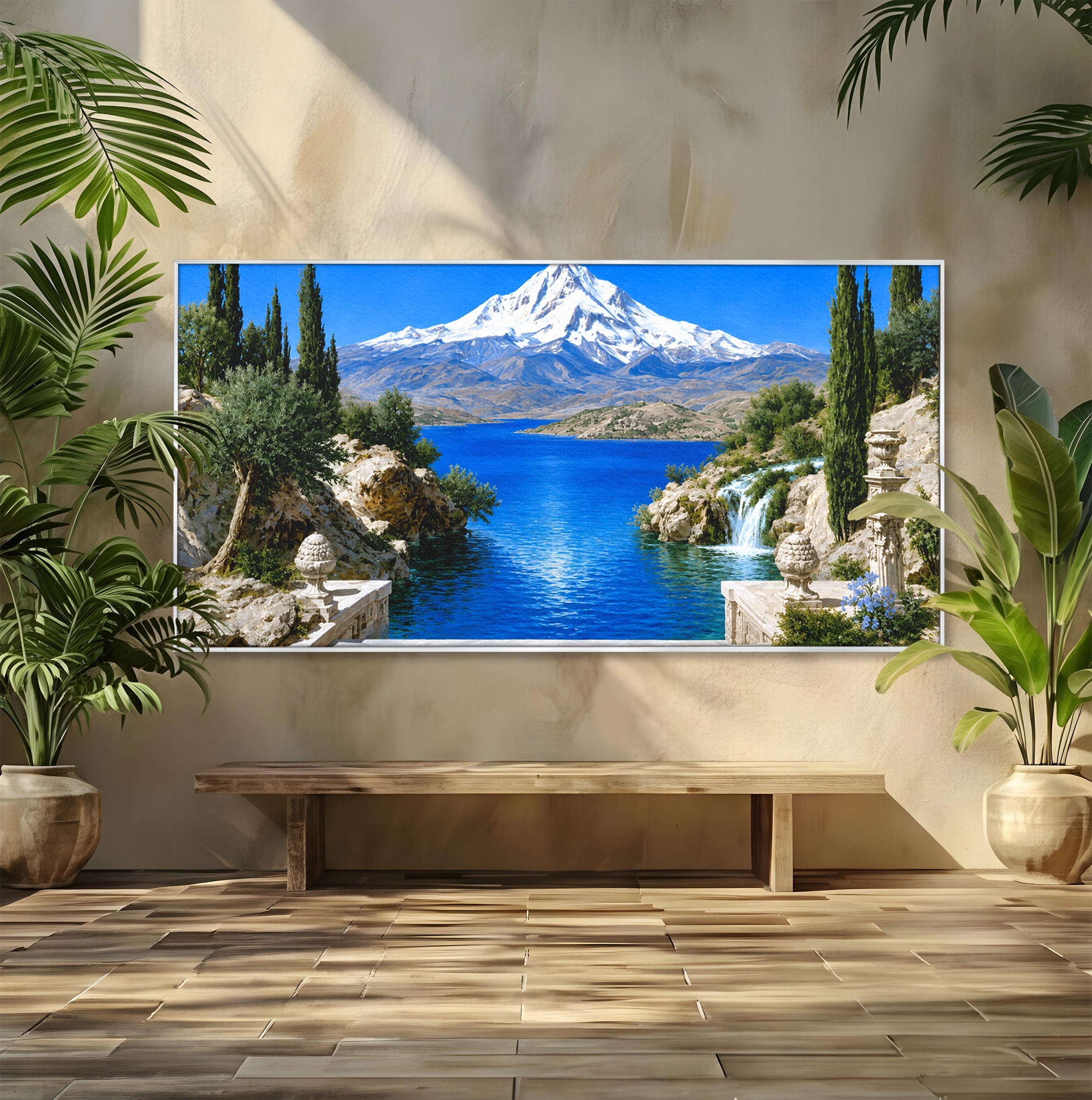 Tablou Canvas Premium LuxCanva® A1697, Peisaj Montan Pitoresc, Peisaj, Munte, Lac, Natura, Relaxare, Living, Dormitor, Culori Vibrante