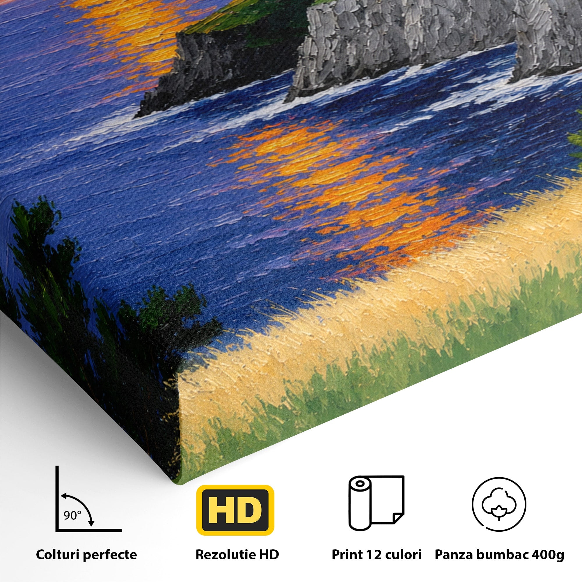 Tablou Canvas Premium LuxCanva® A1698, Apus Pe Tarmul Marii, Apus, Mare, Peisaj, Natura, Living, Culori Vibrante