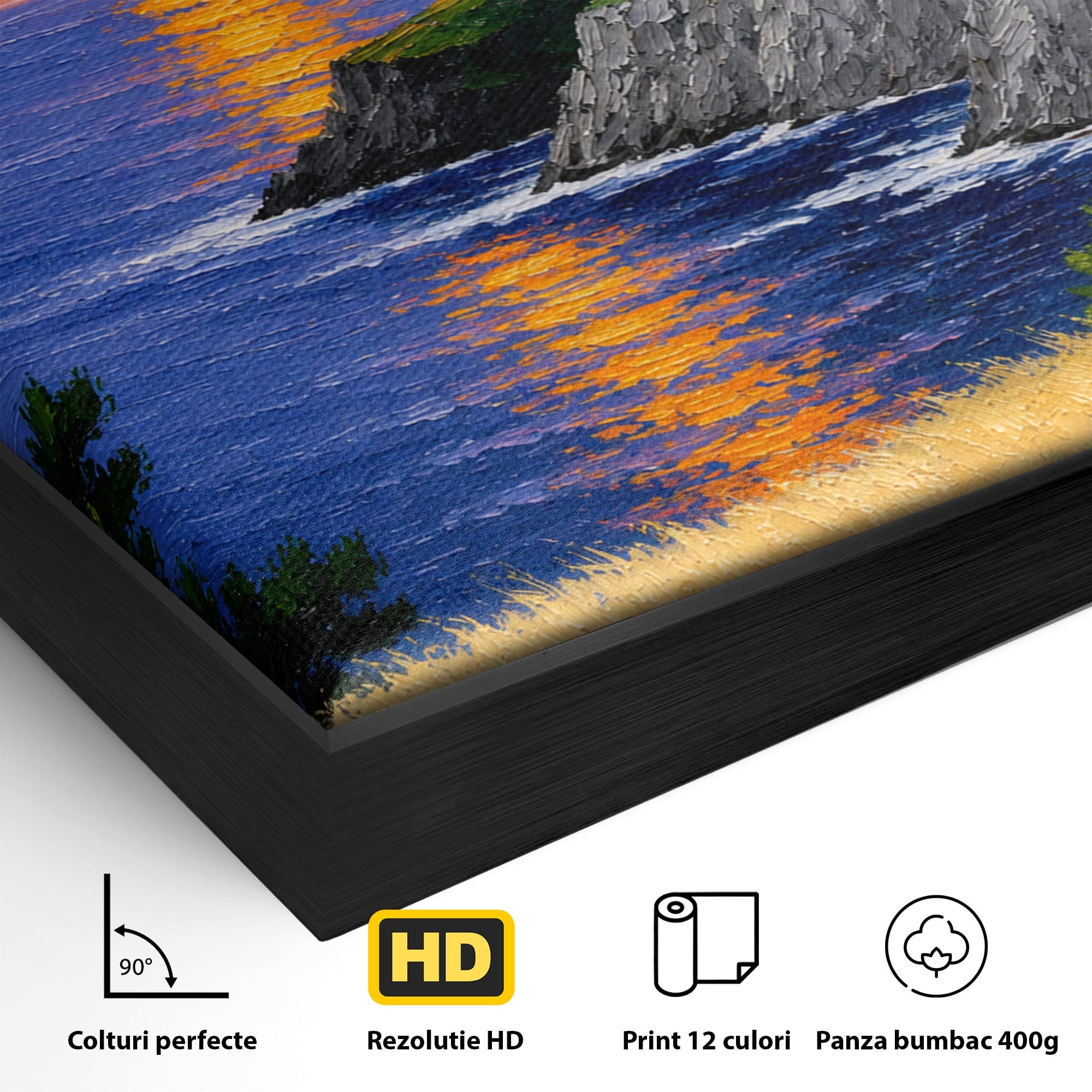 Tablou Canvas Premium LuxCanva® A1698, Apus Pe Tarmul Marii, Apus, Mare, Peisaj, Natura, Living, Culori Vibrante