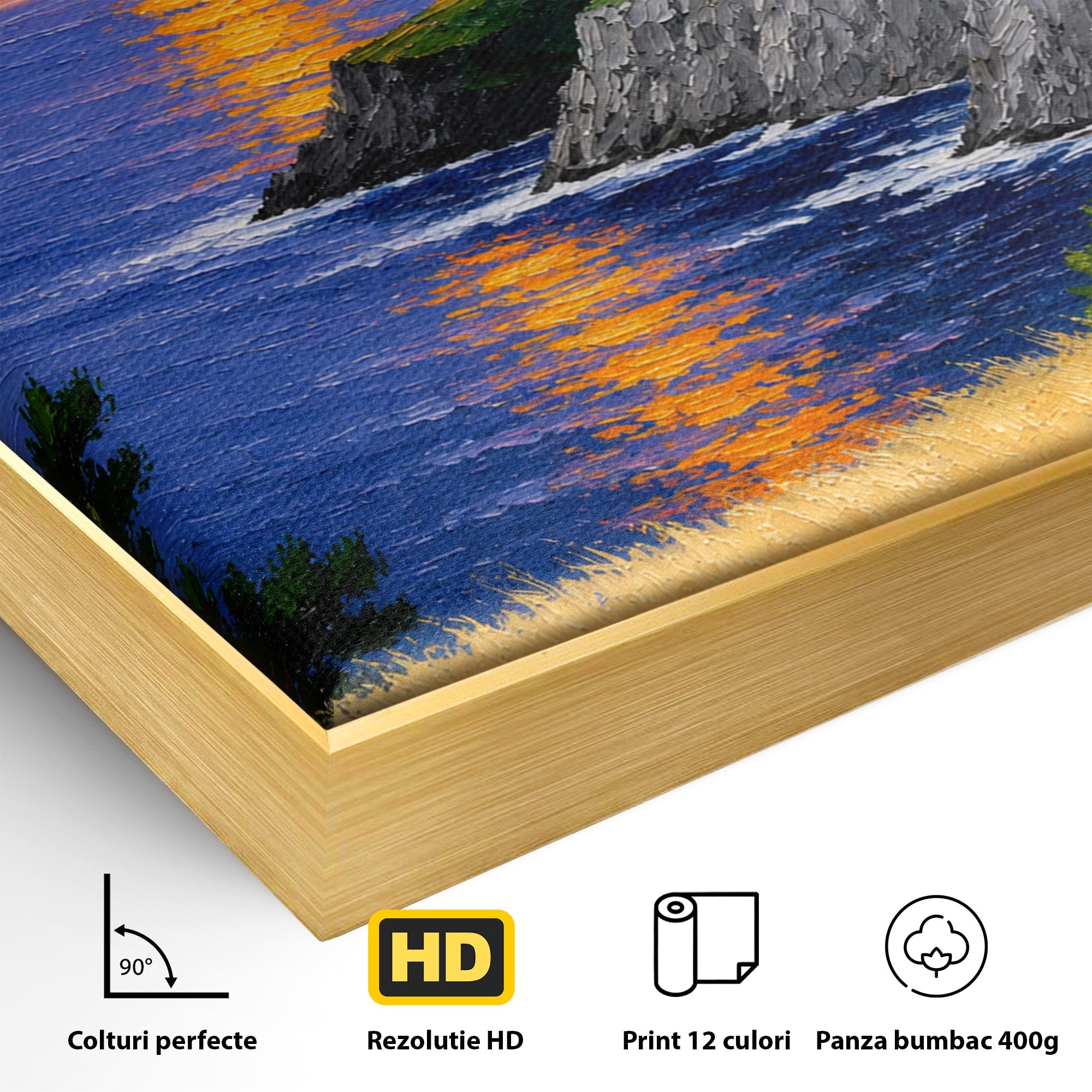 Tablou Canvas Premium LuxCanva® A1698, Apus Pe Tarmul Marii, Apus, Mare, Peisaj, Natura, Living, Culori Vibrante