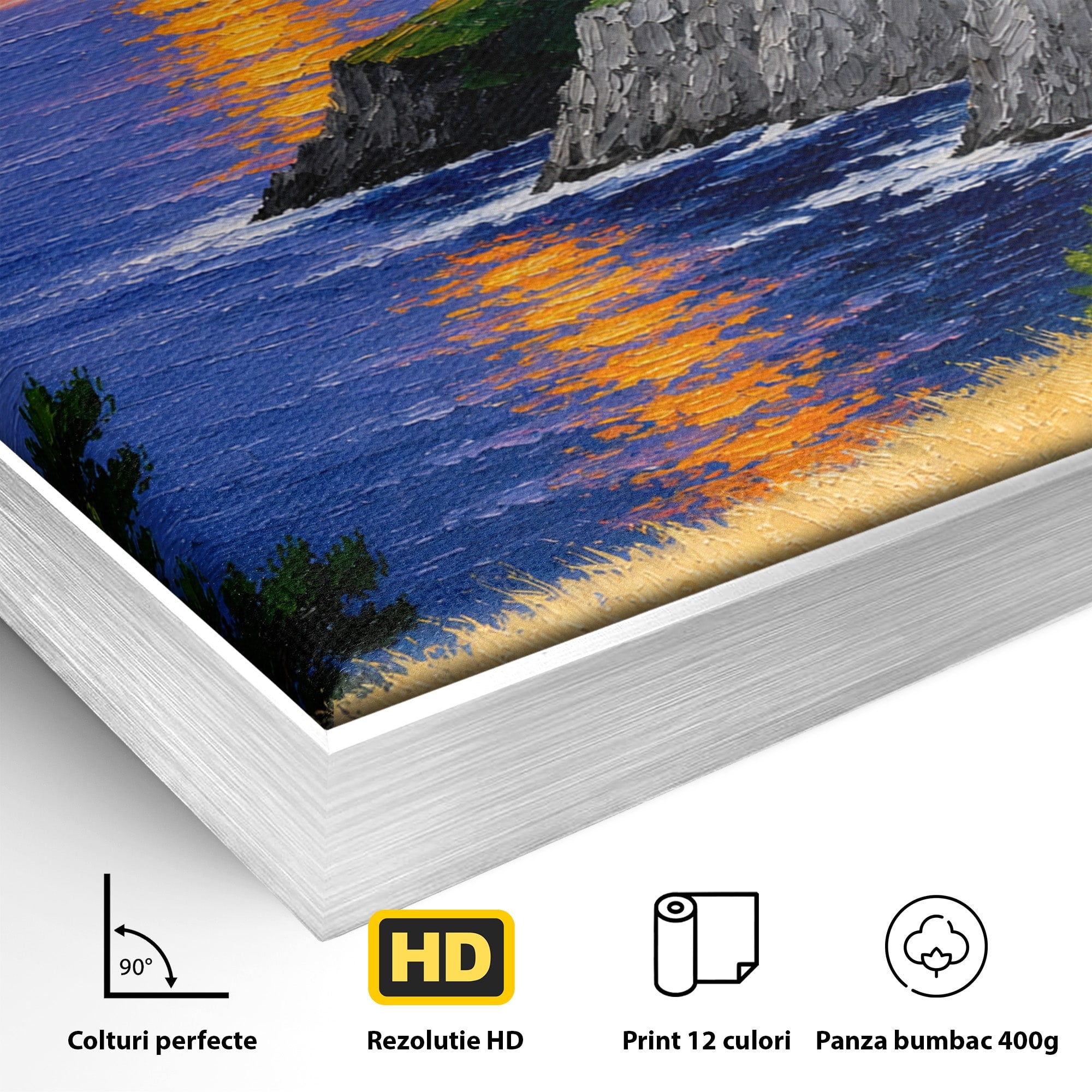 Tablou Canvas Premium LuxCanva® A1698, Apus Pe Tarmul Marii, Apus, Mare, Peisaj, Natura, Living, Culori Vibrante